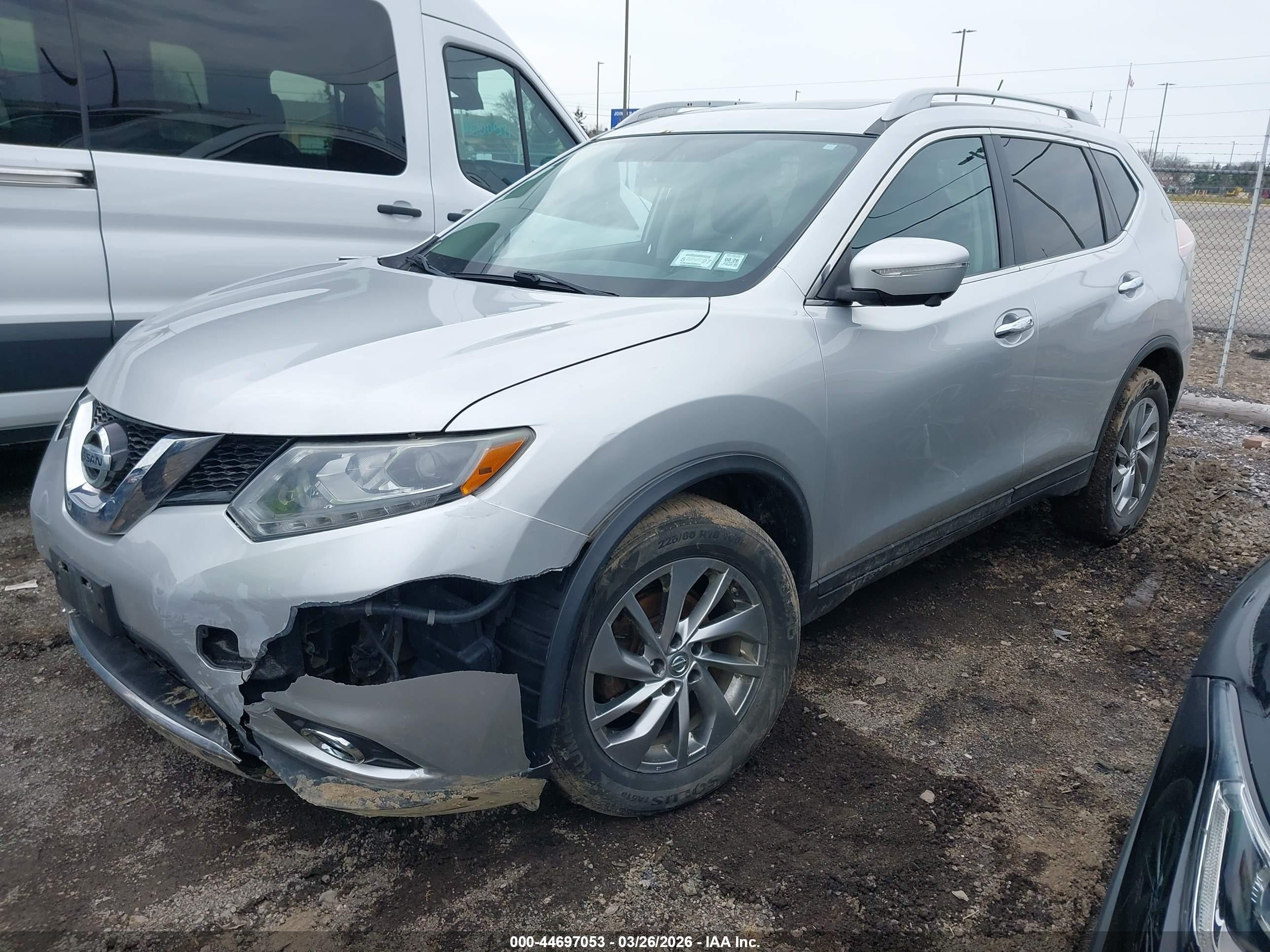 2014 Nissan Rogue S/sl/sv Silver vin: 5N1AT2MV4EC770944