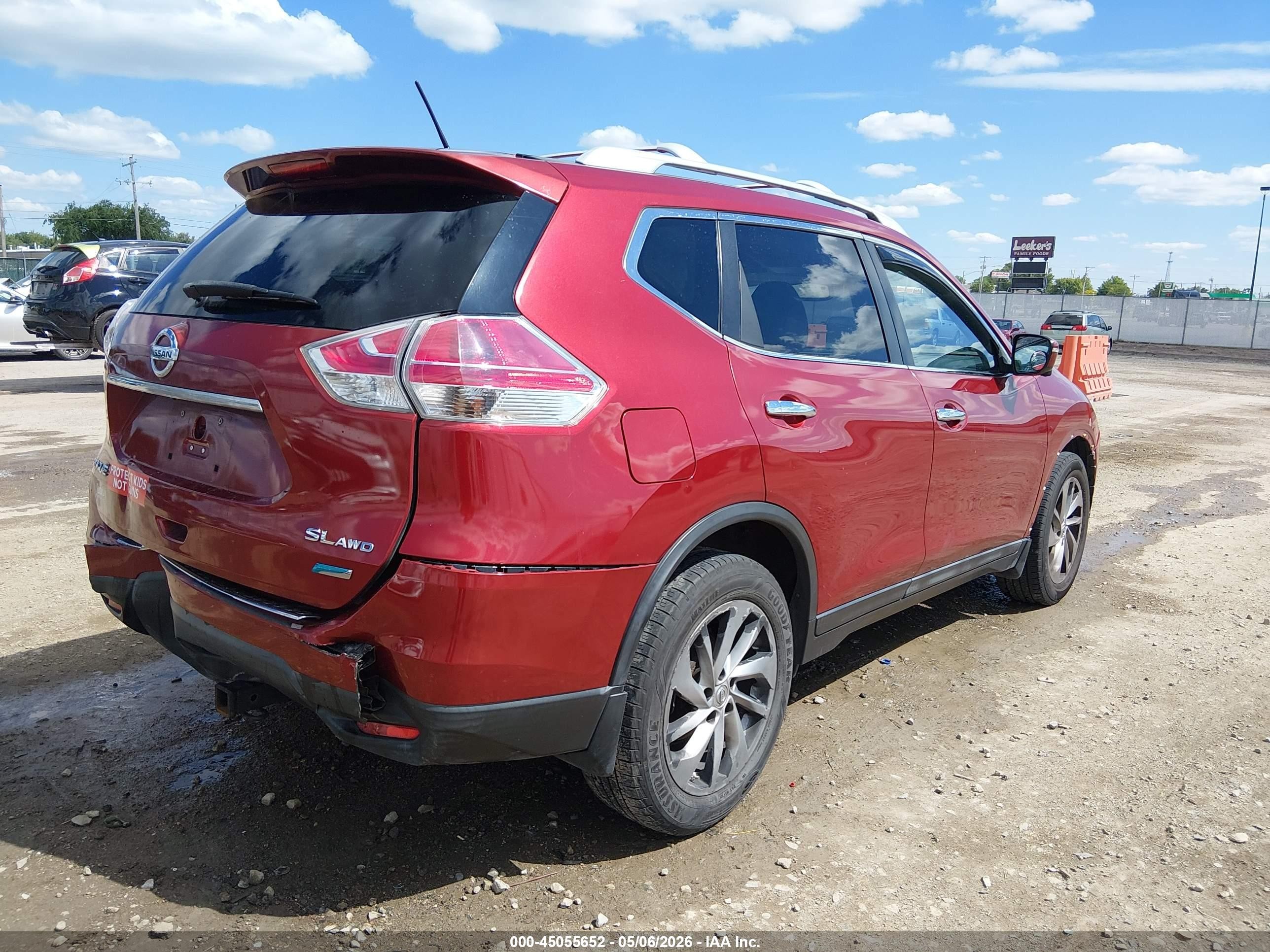 2014 Nissan Rogue Sl Red vin: 5N1AT2MV4EC812609