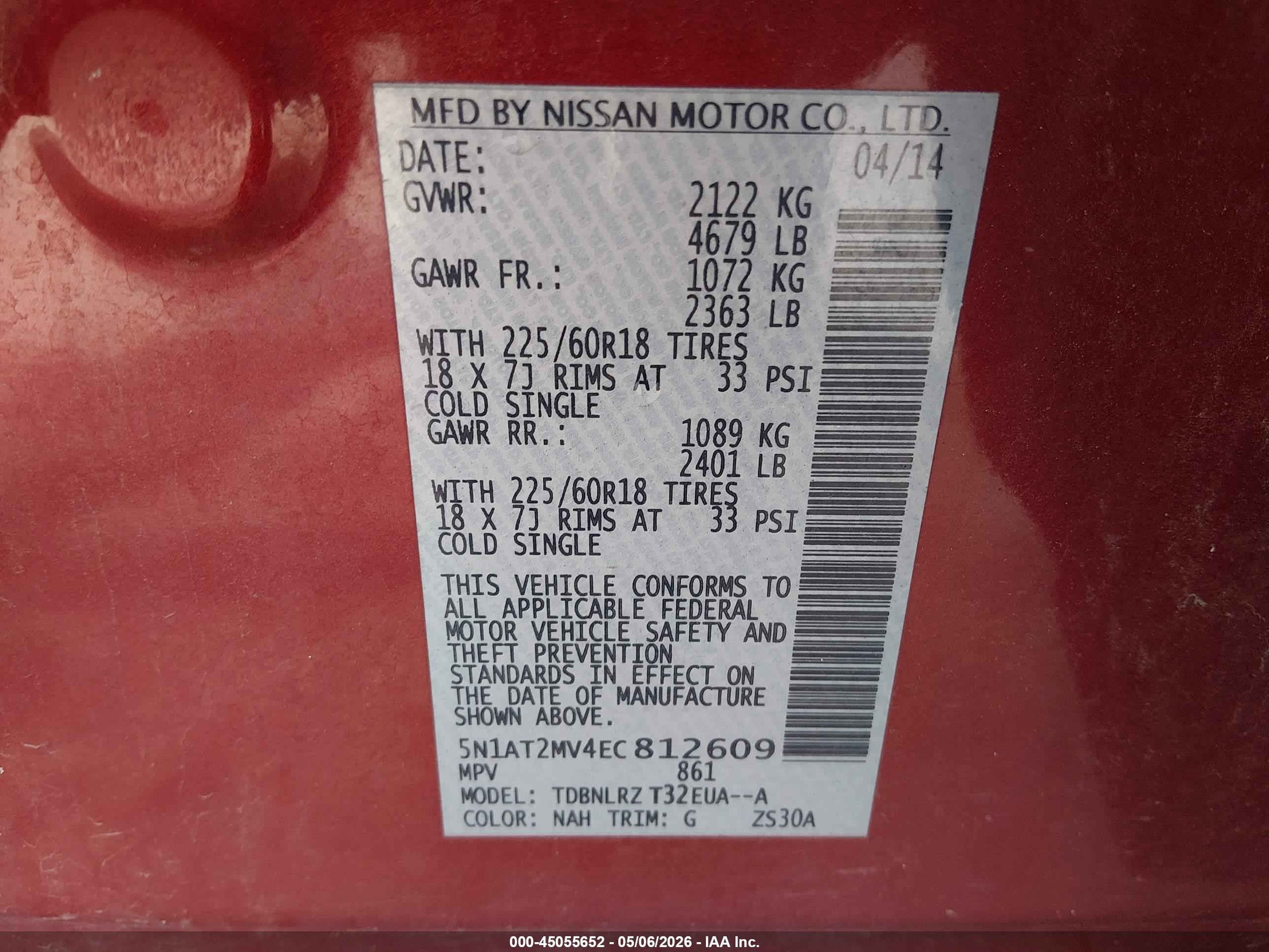 2014 Nissan Rogue Sl Red vin: 5N1AT2MV4EC812609