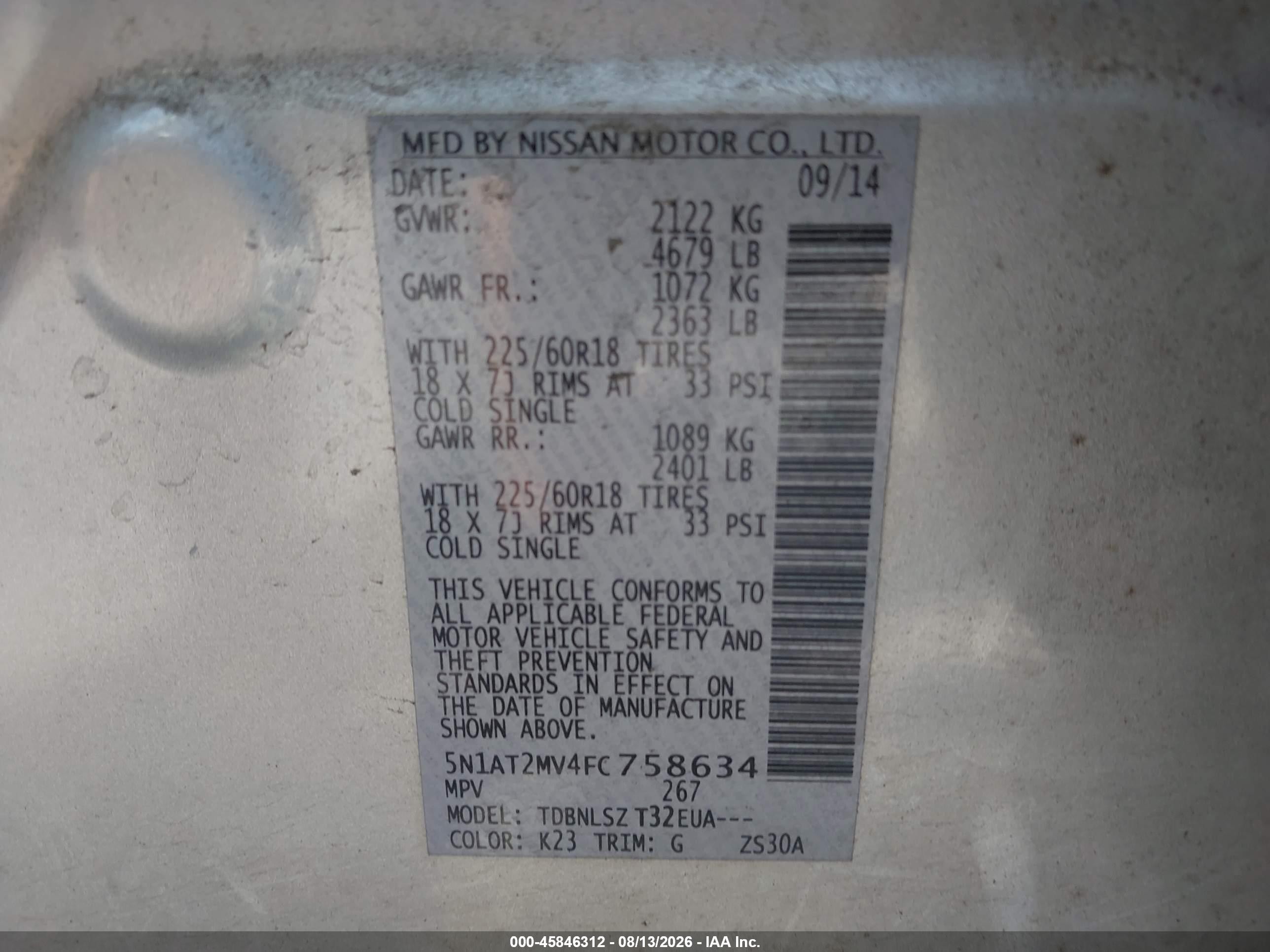 2015 Nissan Rogue Sl Silver vin: 5N1AT2MV4FC758634