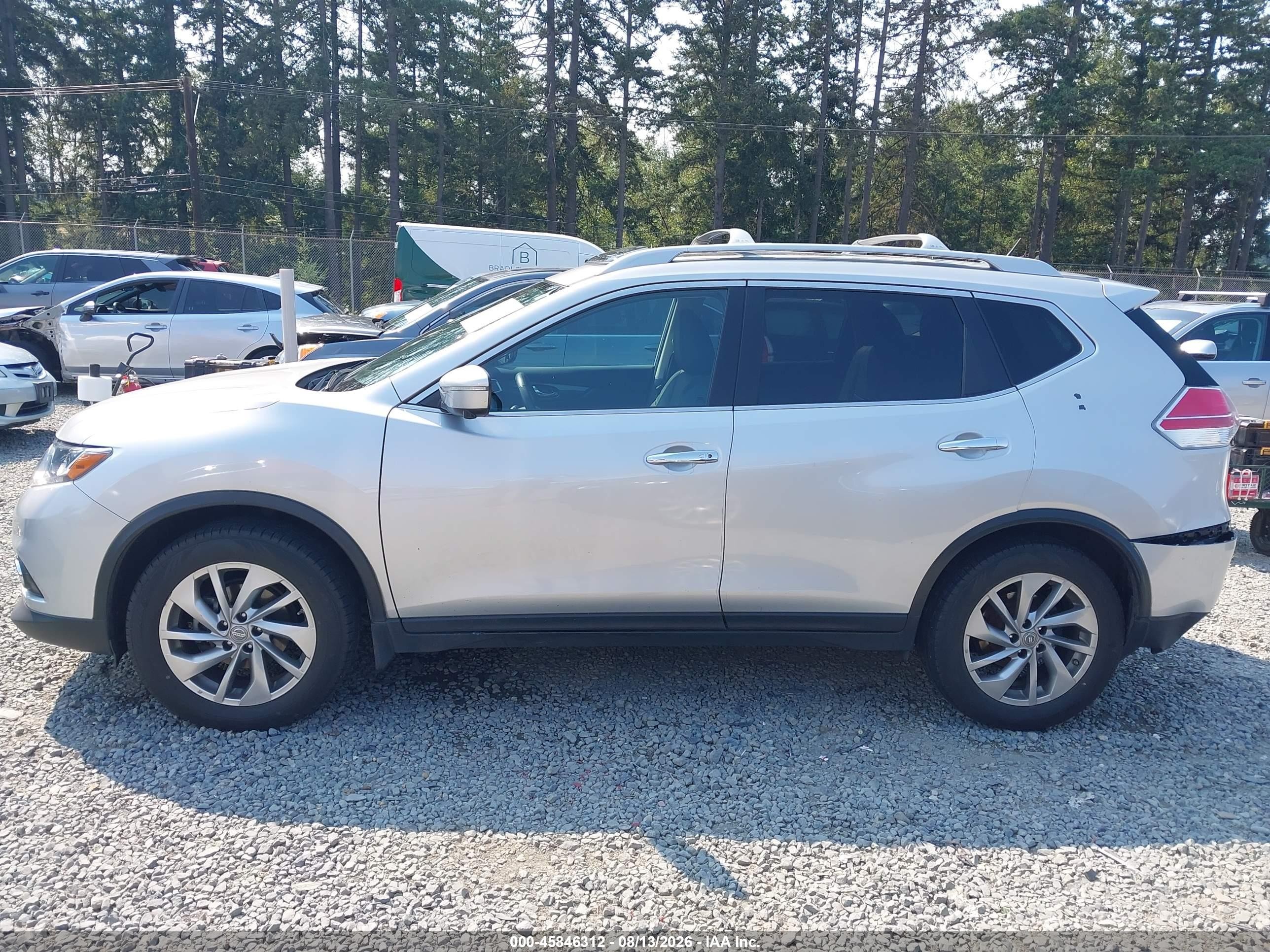 2015 Nissan Rogue Sl Silver vin: 5N1AT2MV4FC758634