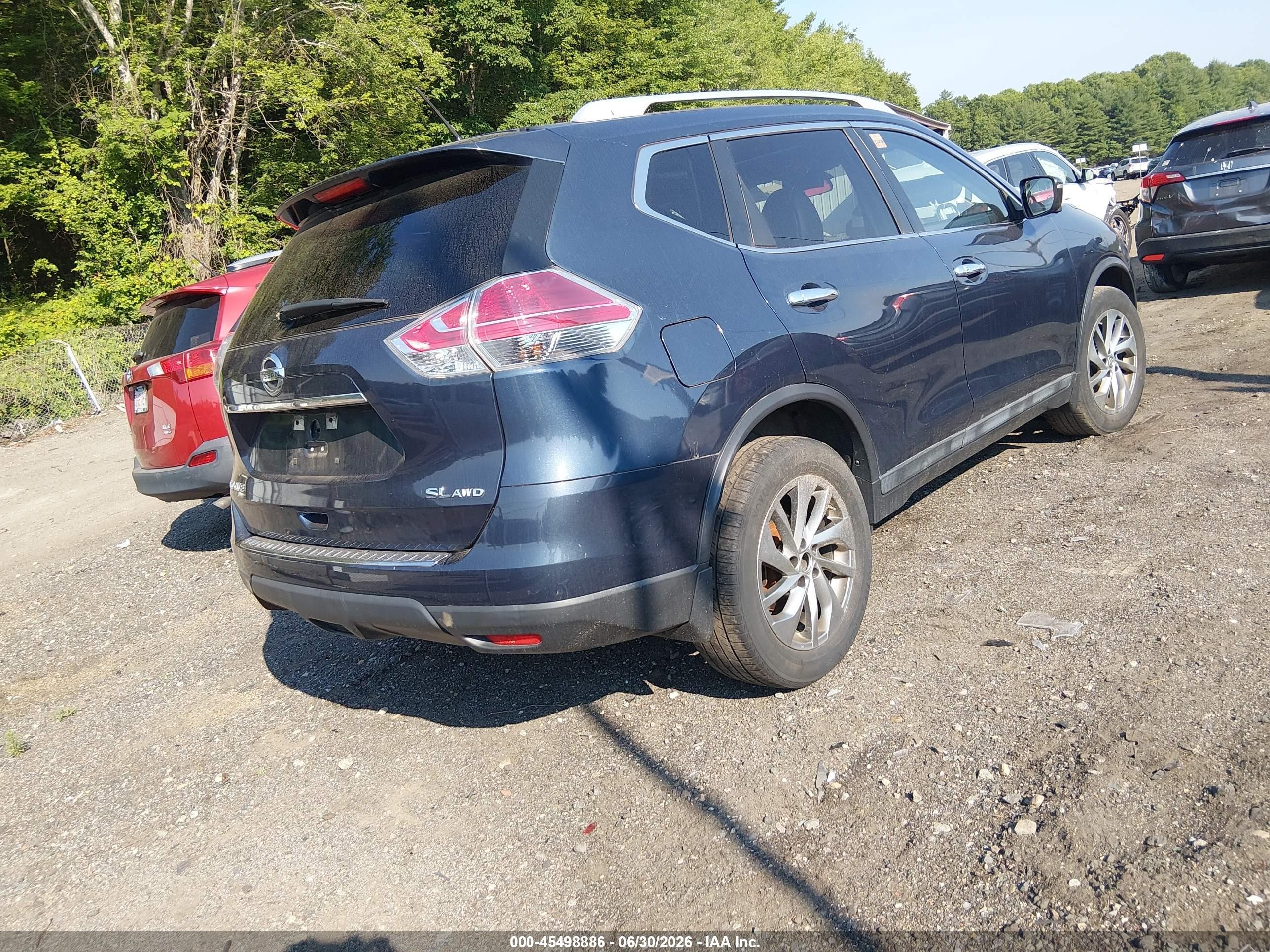 2015 Nissan Rogue Sl Blue vin: 5N1AT2MV4FC766958
