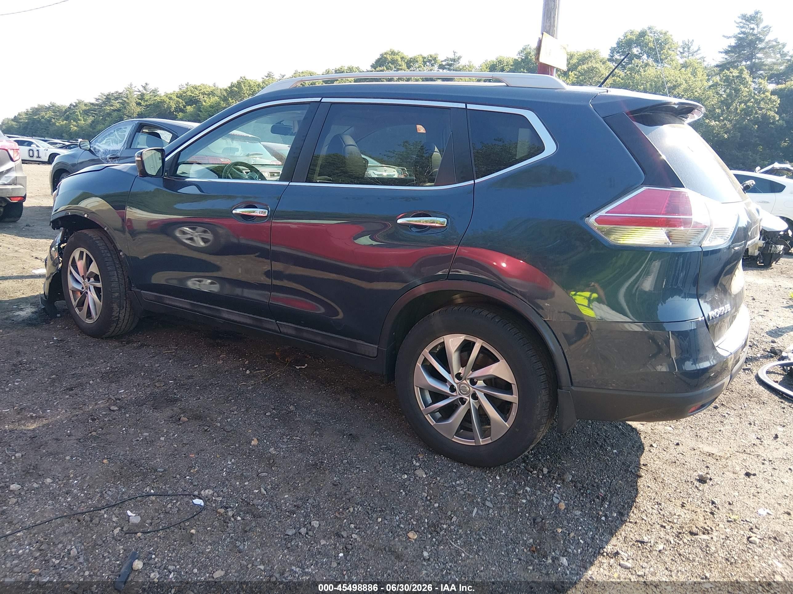 2015 Nissan Rogue Sl Blue vin: 5N1AT2MV4FC766958