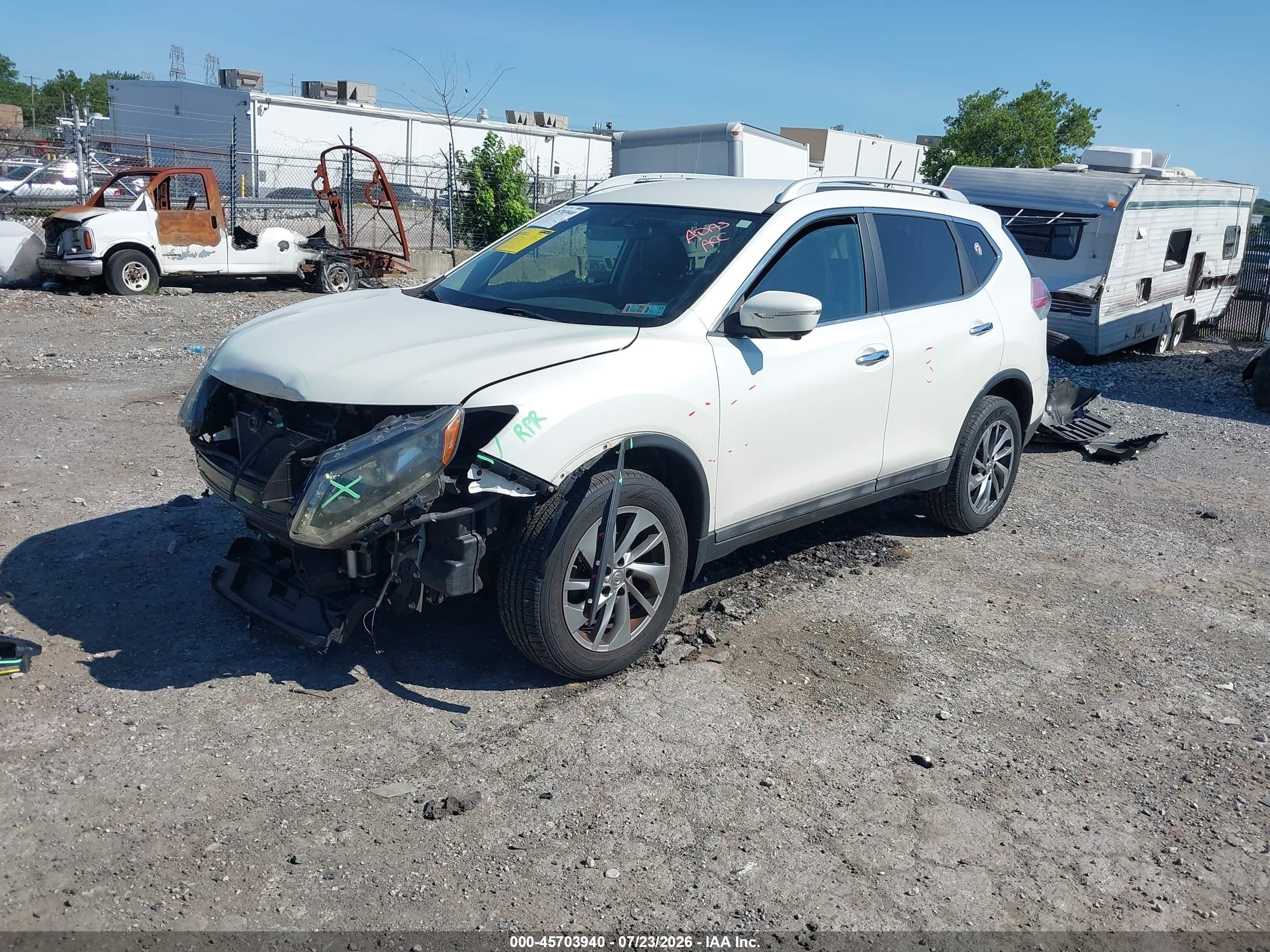 2015 Nissan Rogue Sl White vin: 5N1AT2MV4FC775787