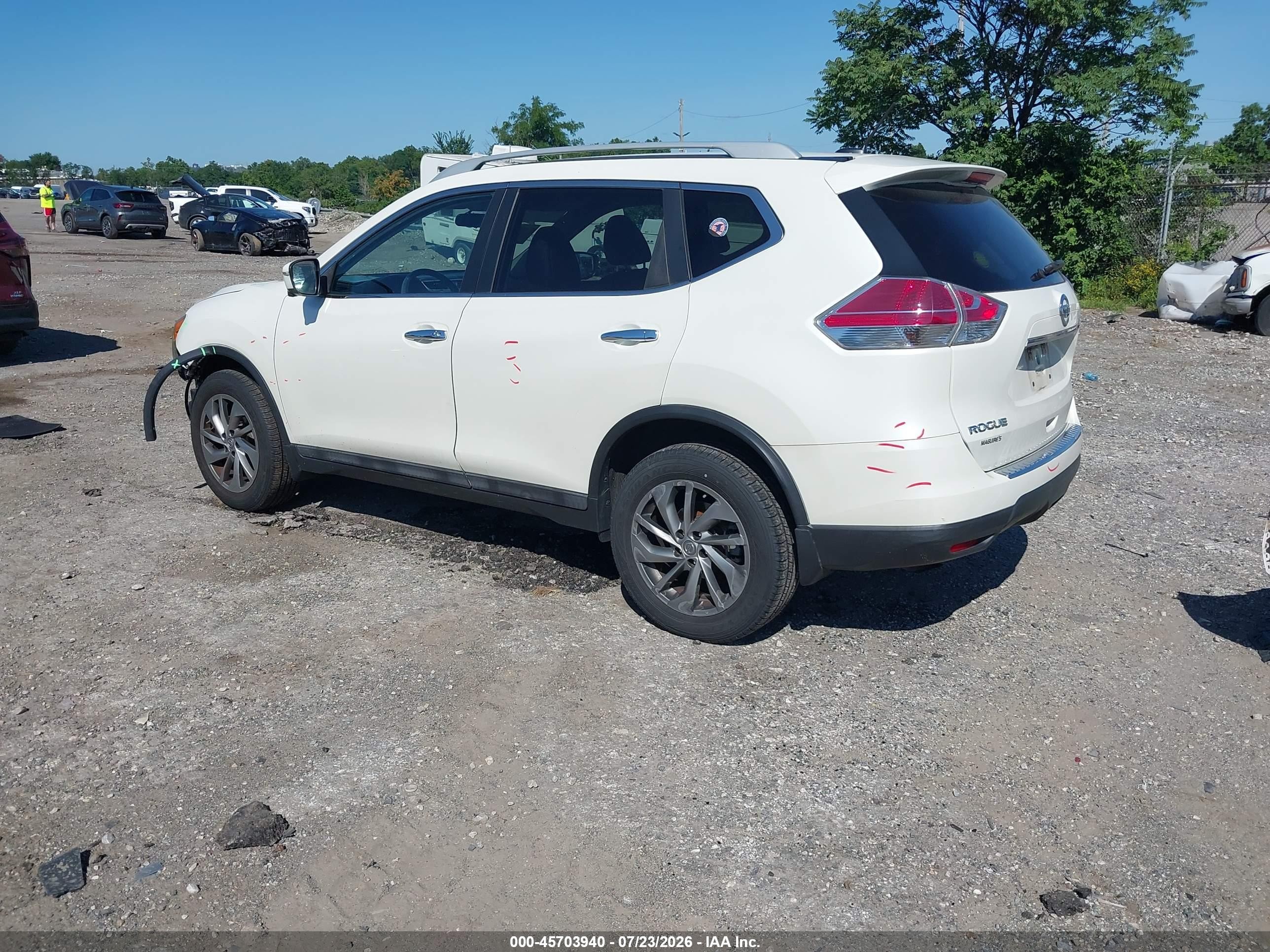 2015 Nissan Rogue Sl White vin: 5N1AT2MV4FC775787