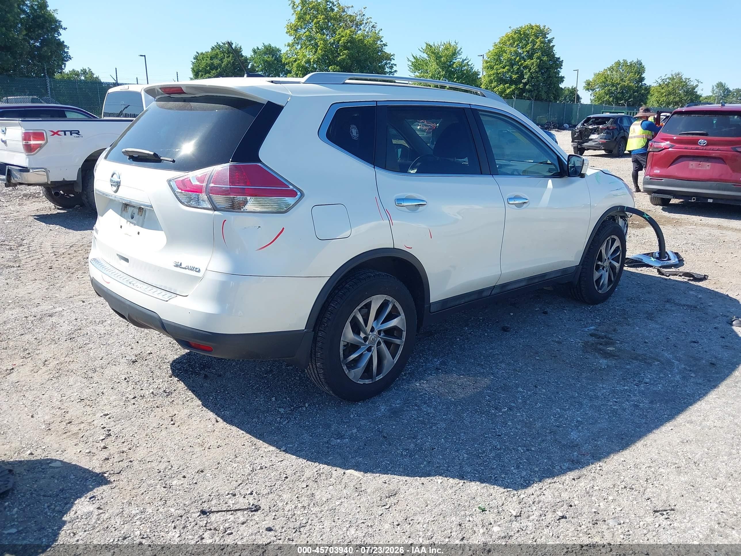 2015 Nissan Rogue Sl White vin: 5N1AT2MV4FC775787