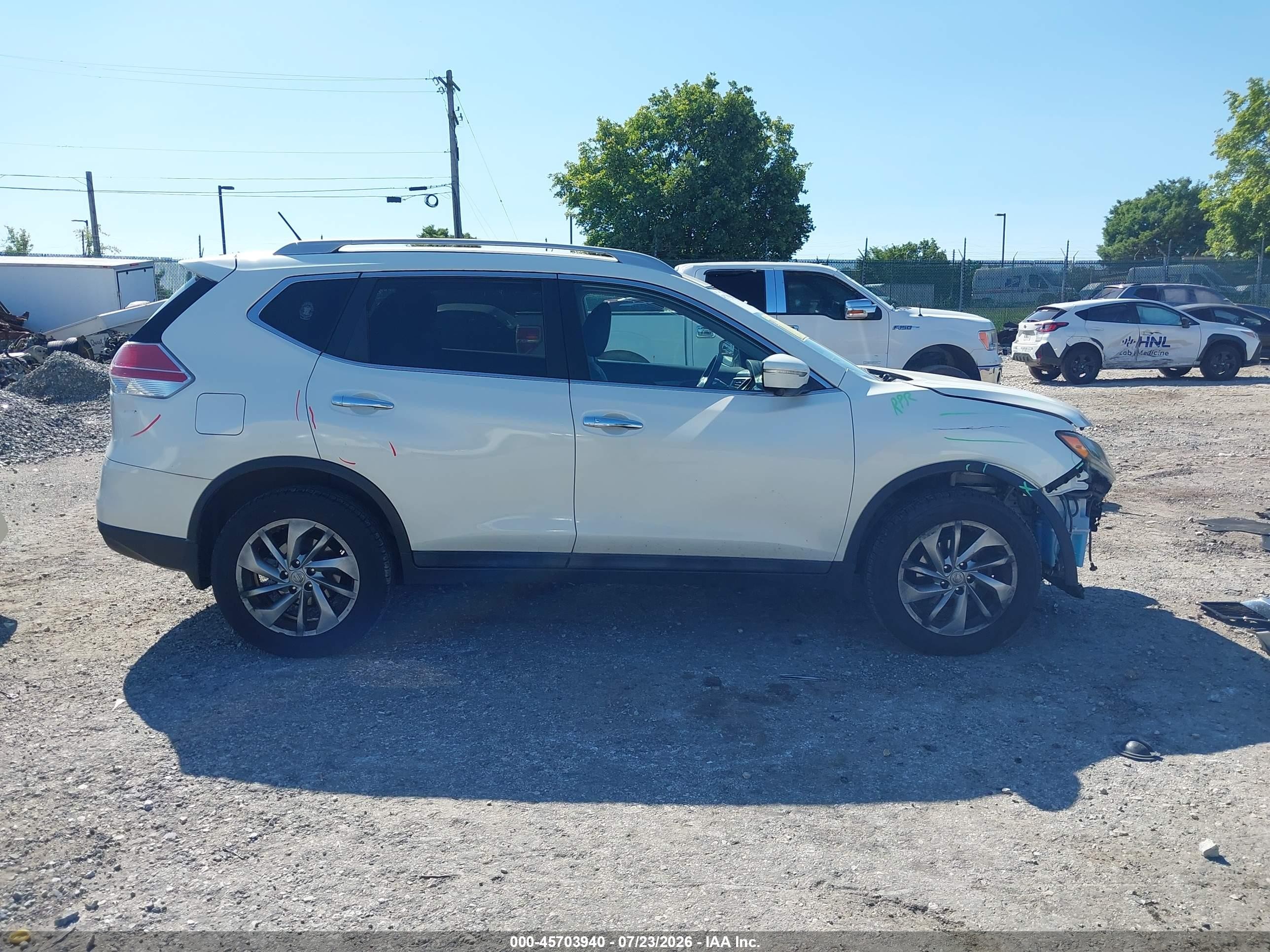 2015 Nissan Rogue Sl White vin: 5N1AT2MV4FC775787