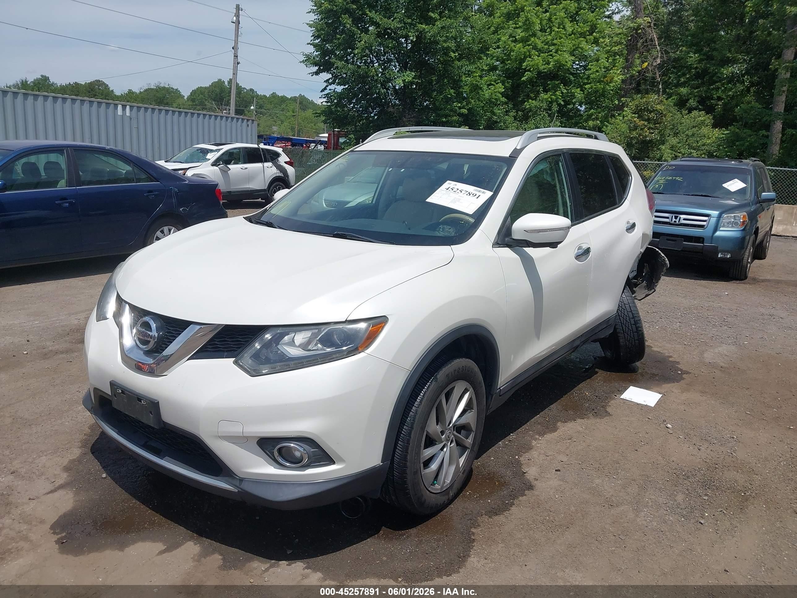 2015 Nissan Rogue Sl White vin: 5N1AT2MV4FC776759