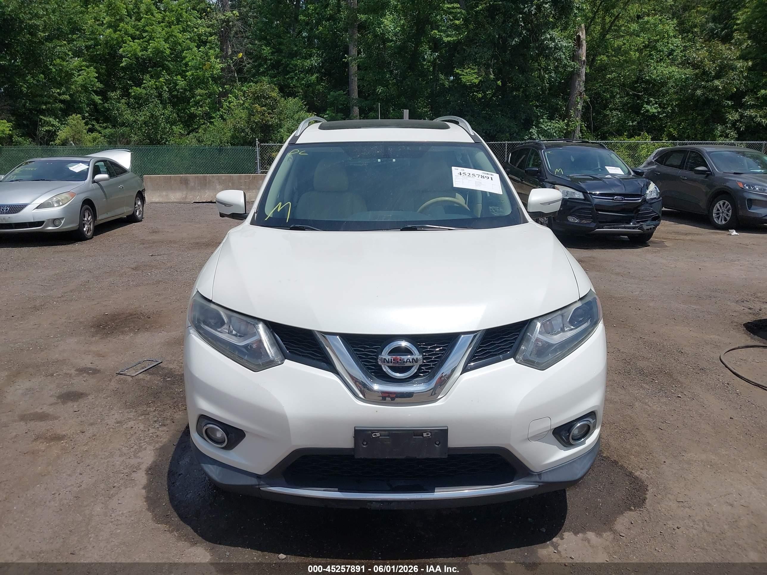 2015 Nissan Rogue Sl White vin: 5N1AT2MV4FC776759