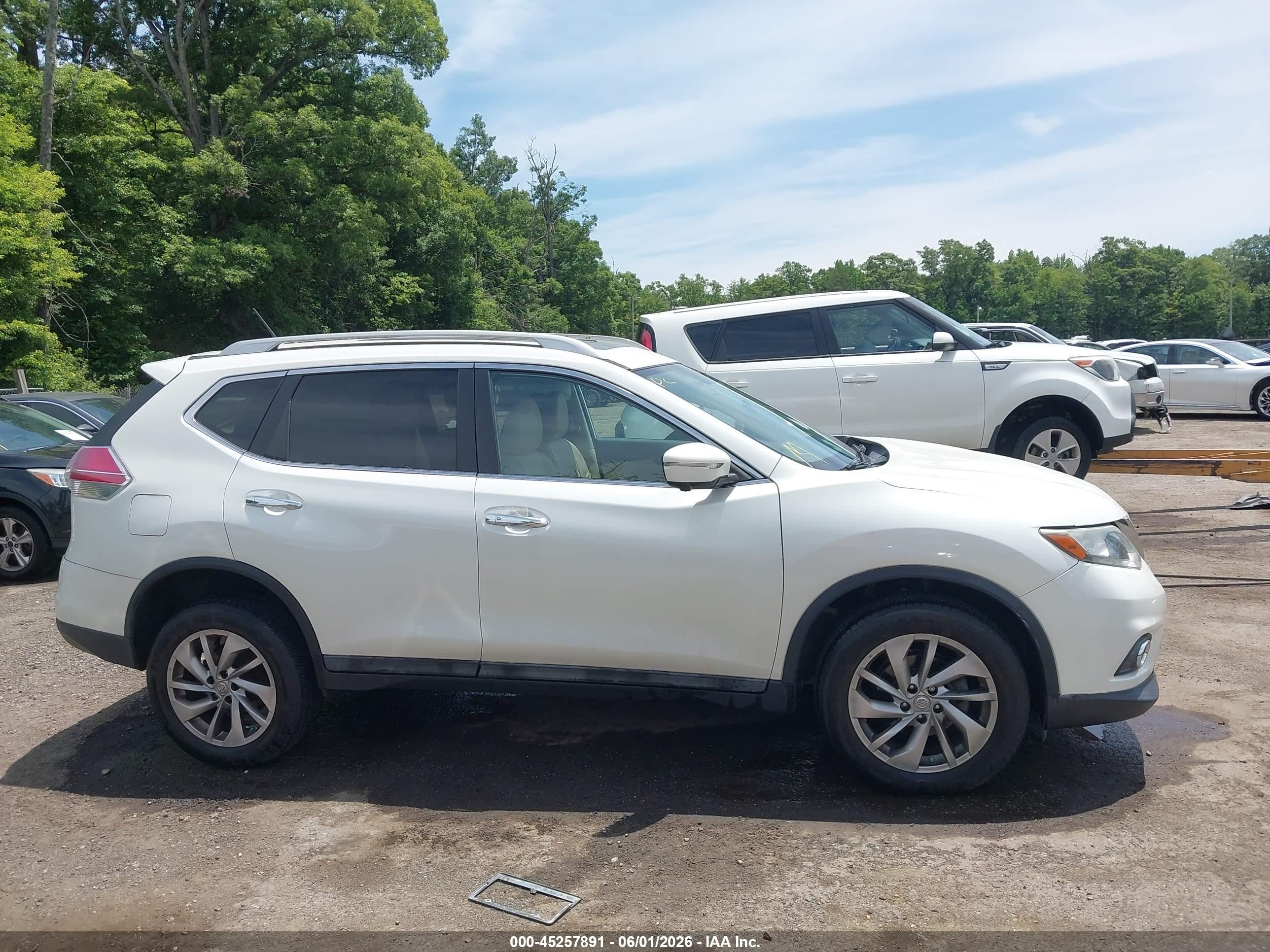 2015 Nissan Rogue Sl White vin: 5N1AT2MV4FC776759