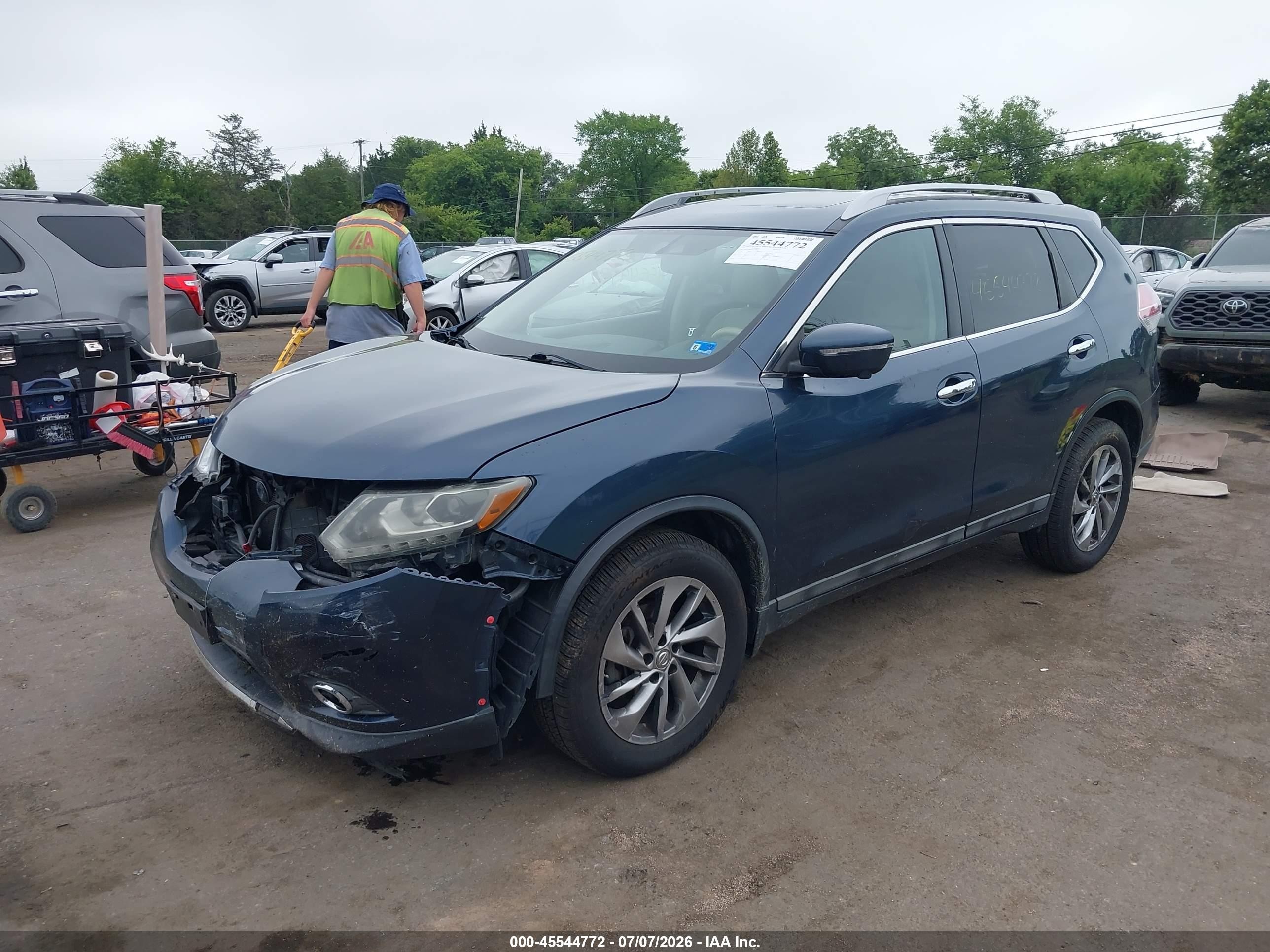 2015 Nissan Rogue Sl Blue vin: 5N1AT2MV4FC778883