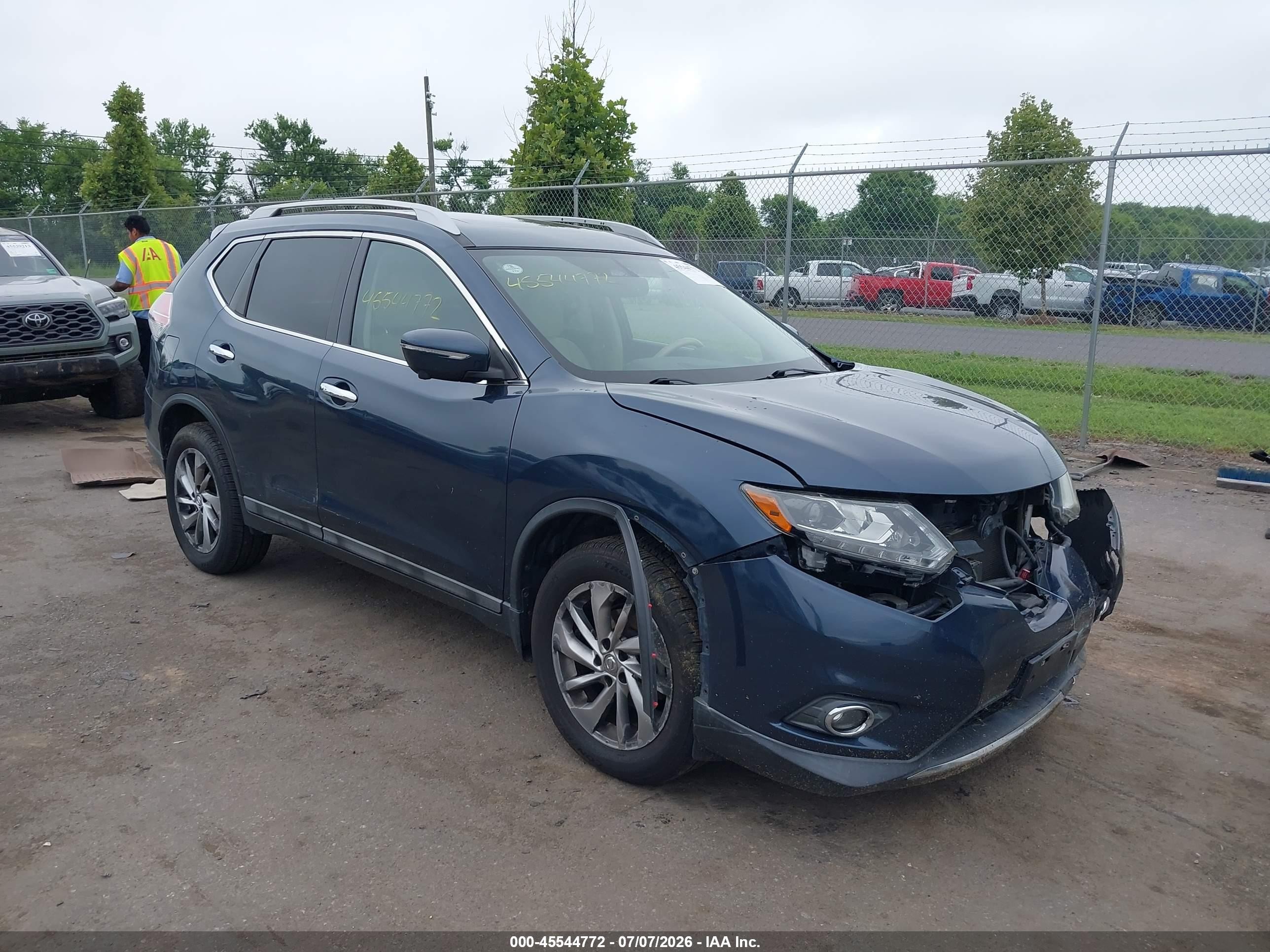 2015 Nissan Rogue Sl Blue vin: 5N1AT2MV4FC778883