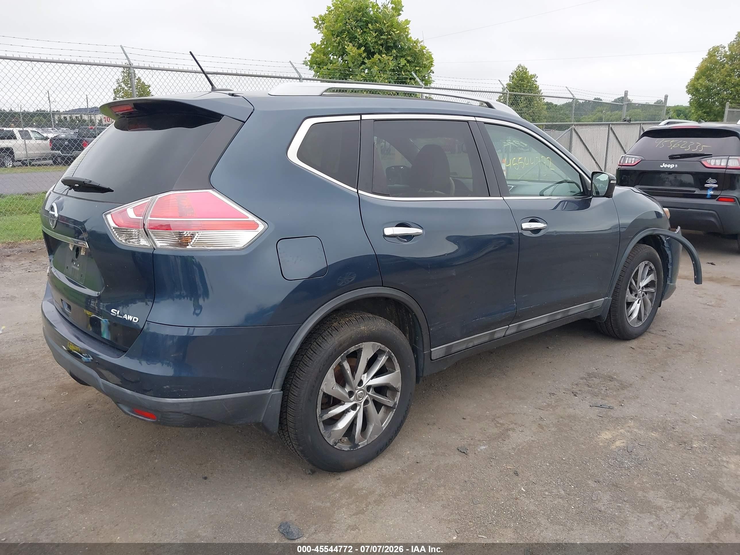 2015 Nissan Rogue Sl Blue vin: 5N1AT2MV4FC778883