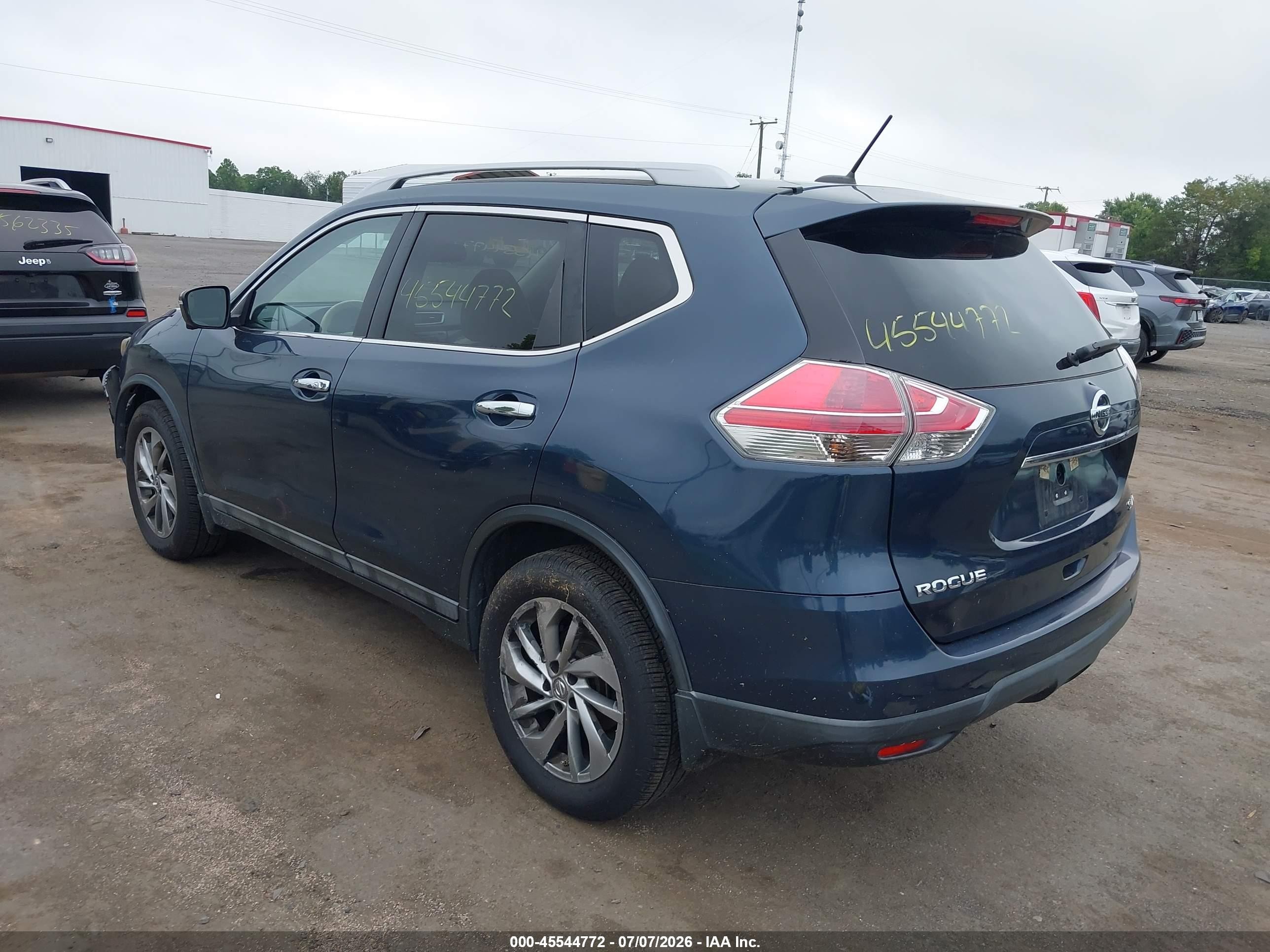 2015 Nissan Rogue Sl Blue vin: 5N1AT2MV4FC778883