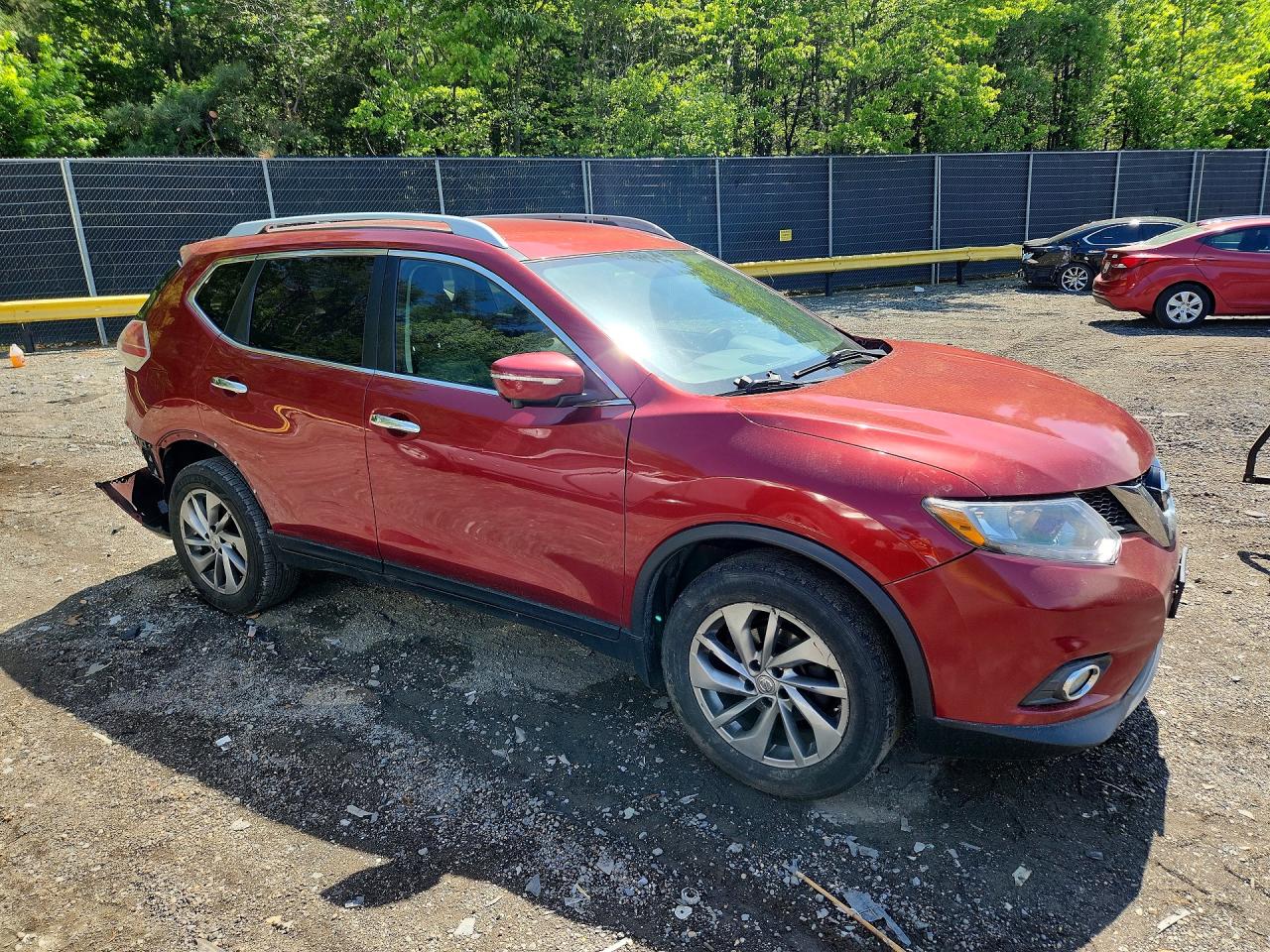 2015 Nissan Rogue Sl Red vin: 5N1AT2MV4FC809386
