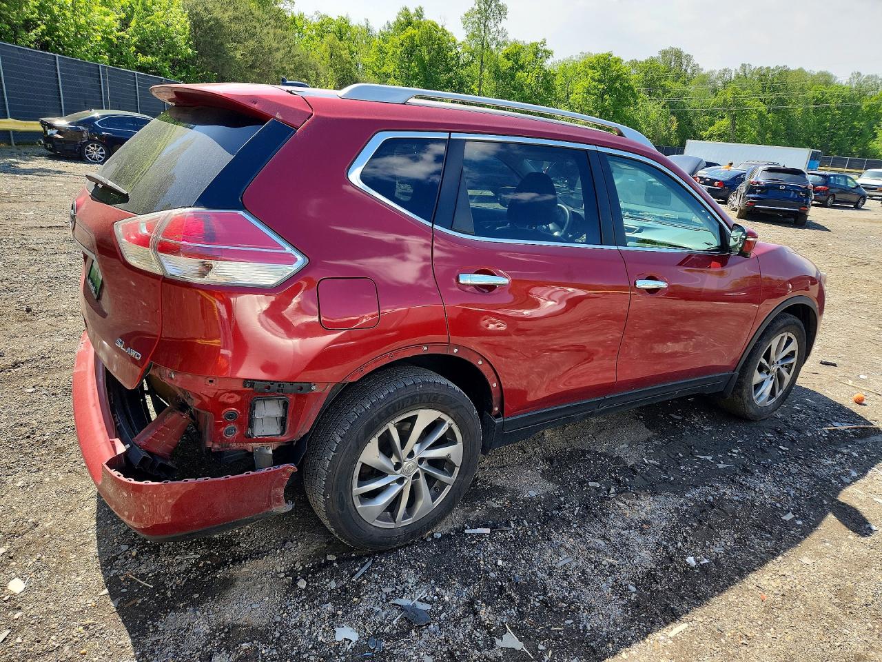 2015 Nissan Rogue Sl Red vin: 5N1AT2MV4FC809386