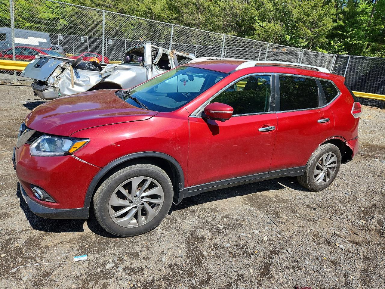 2015 Nissan Rogue Sl Red vin: 5N1AT2MV4FC809386