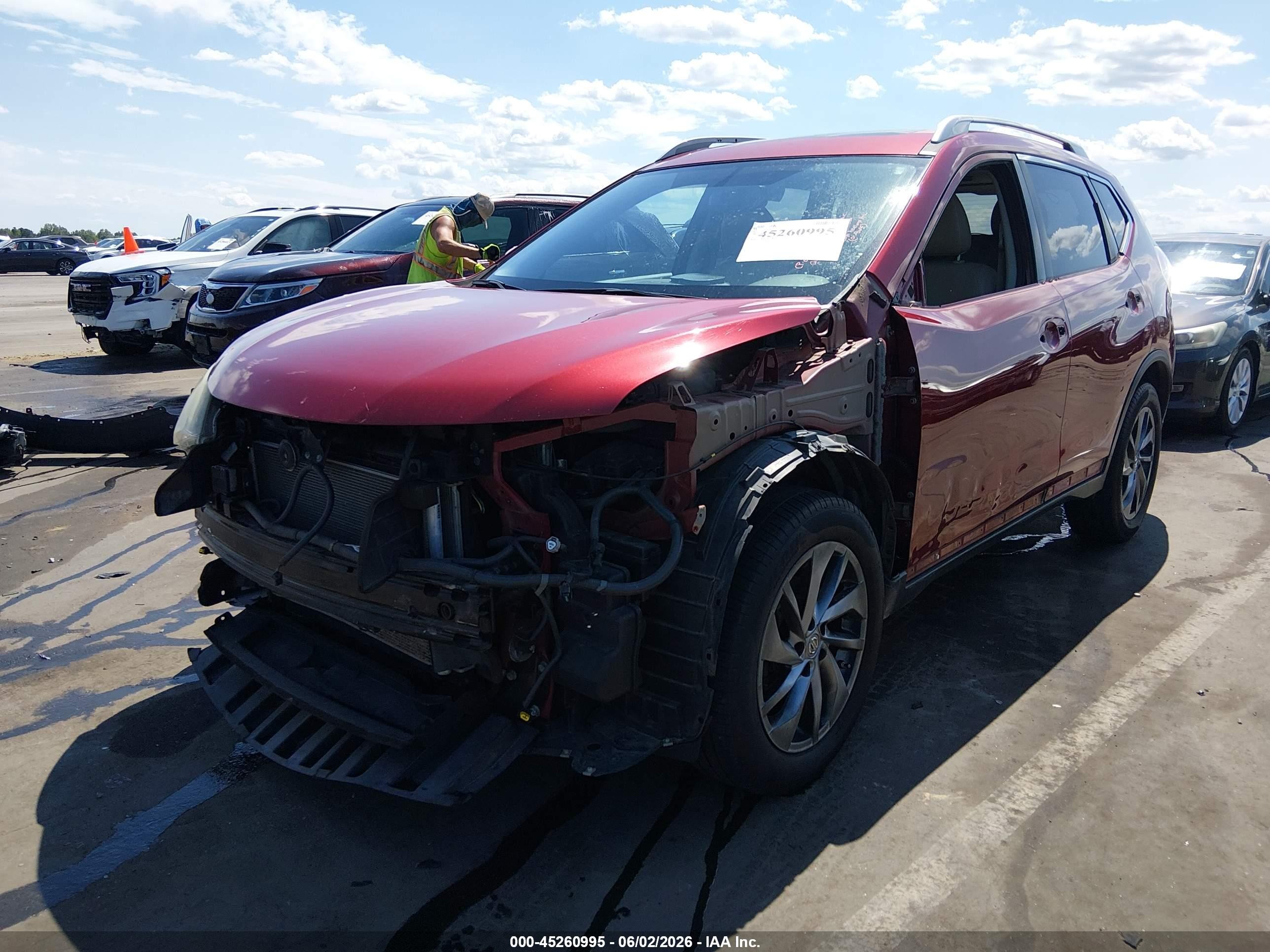2015 Nissan Rogue Sl Red vin: 5N1AT2MV4FC848852