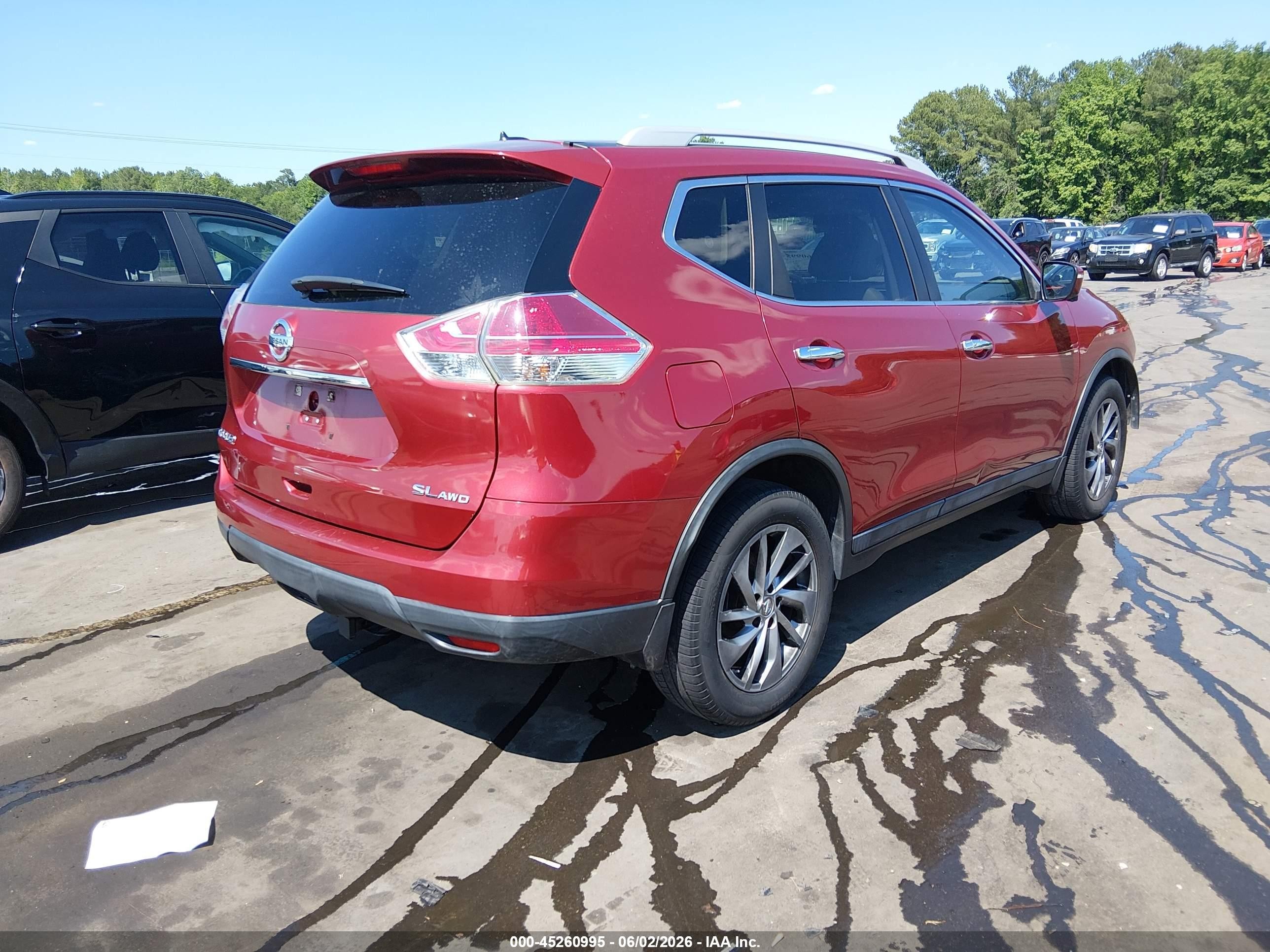 2015 Nissan Rogue Sl Red vin: 5N1AT2MV4FC848852
