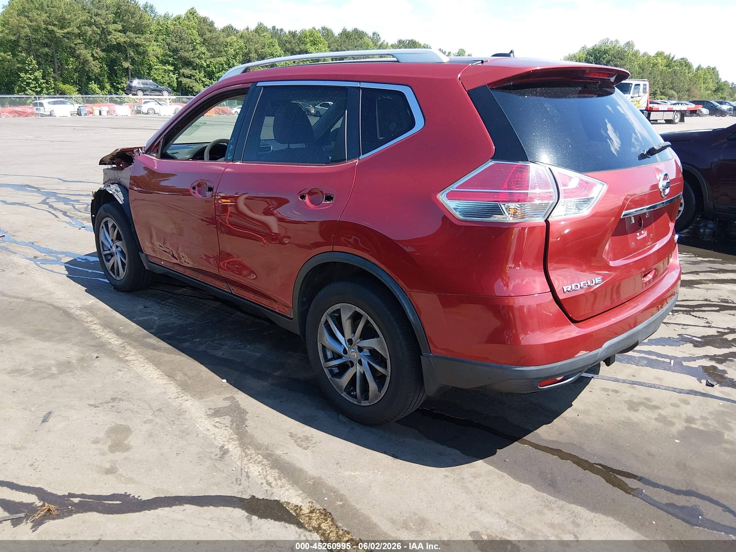 2015 Nissan Rogue Sl Red vin: 5N1AT2MV4FC848852
