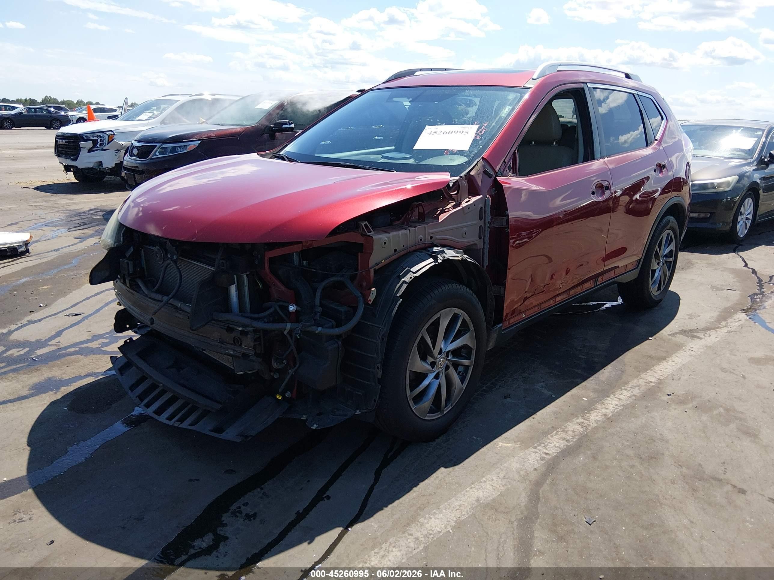 2015 Nissan Rogue Sl Red vin: 5N1AT2MV4FC848852