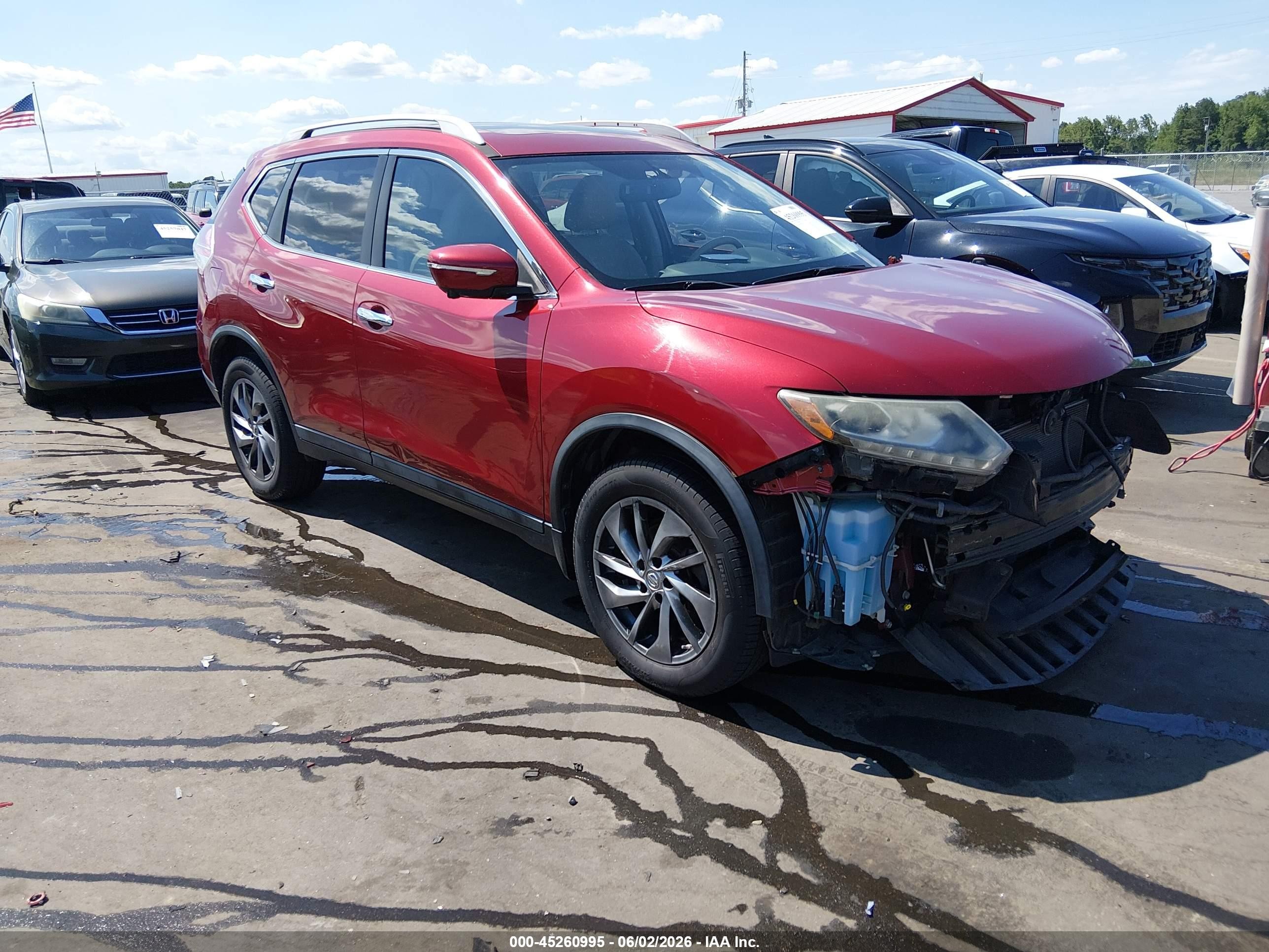 2015 Nissan Rogue Sl Red vin: 5N1AT2MV4FC848852