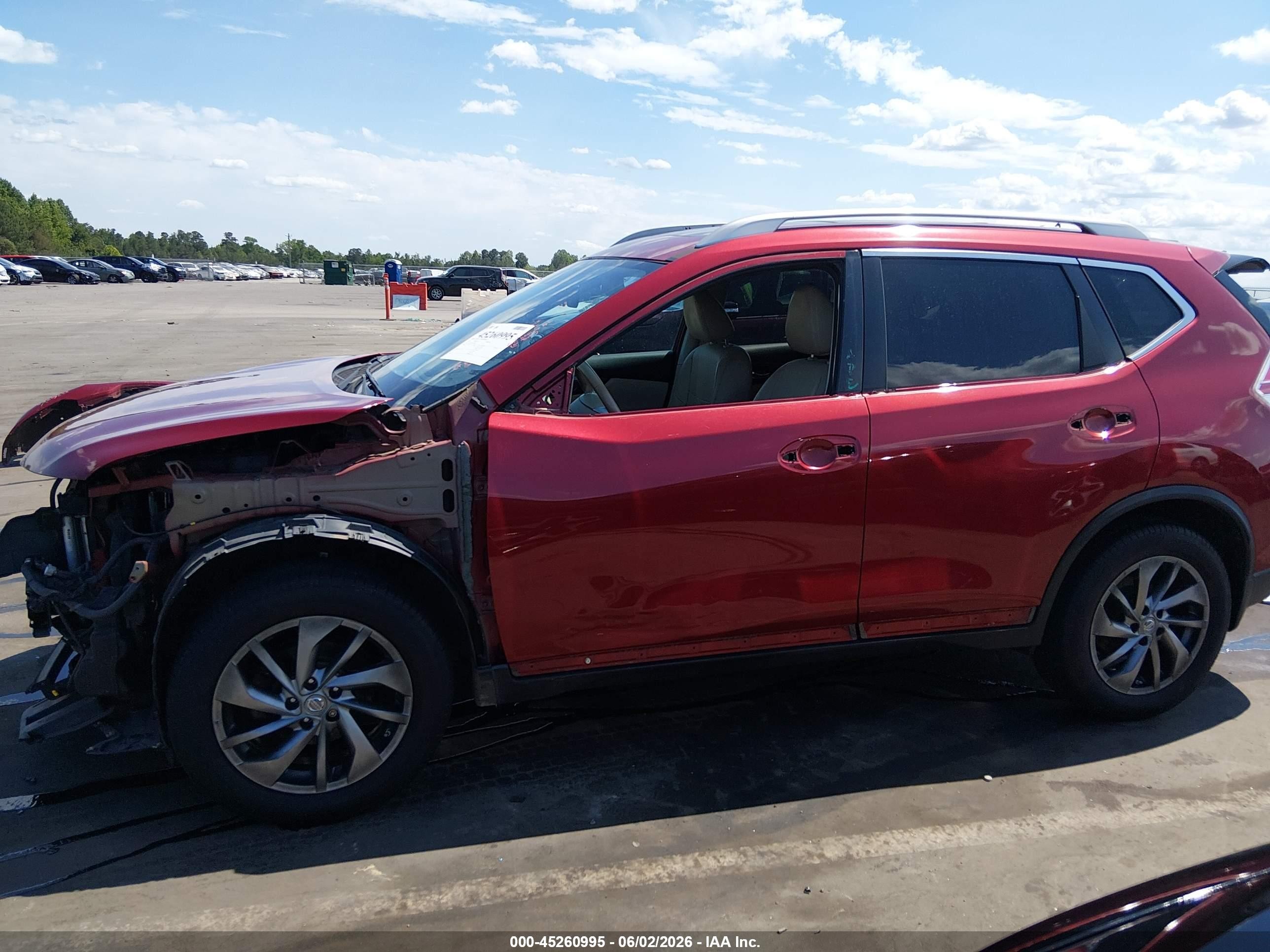 2015 Nissan Rogue Sl Red vin: 5N1AT2MV4FC848852