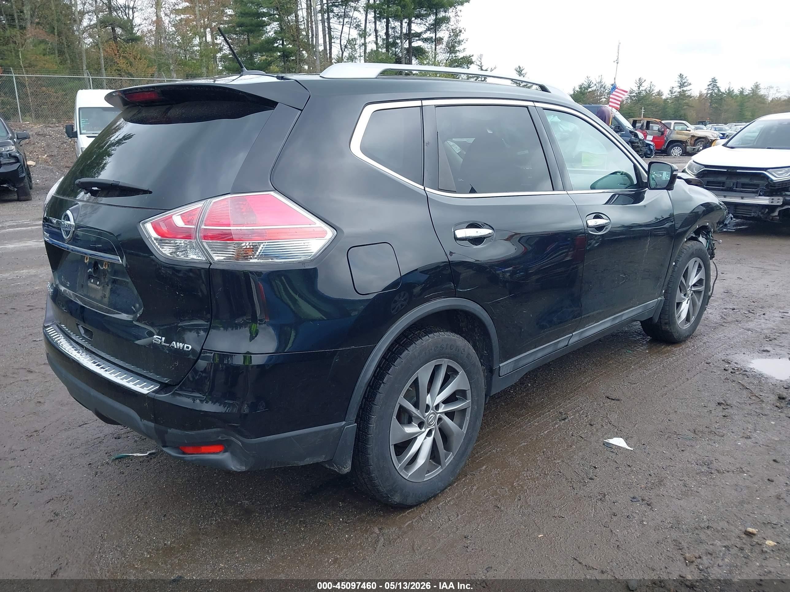 2015 Nissan Rogue Sl Black vin: 5N1AT2MV4FC865862