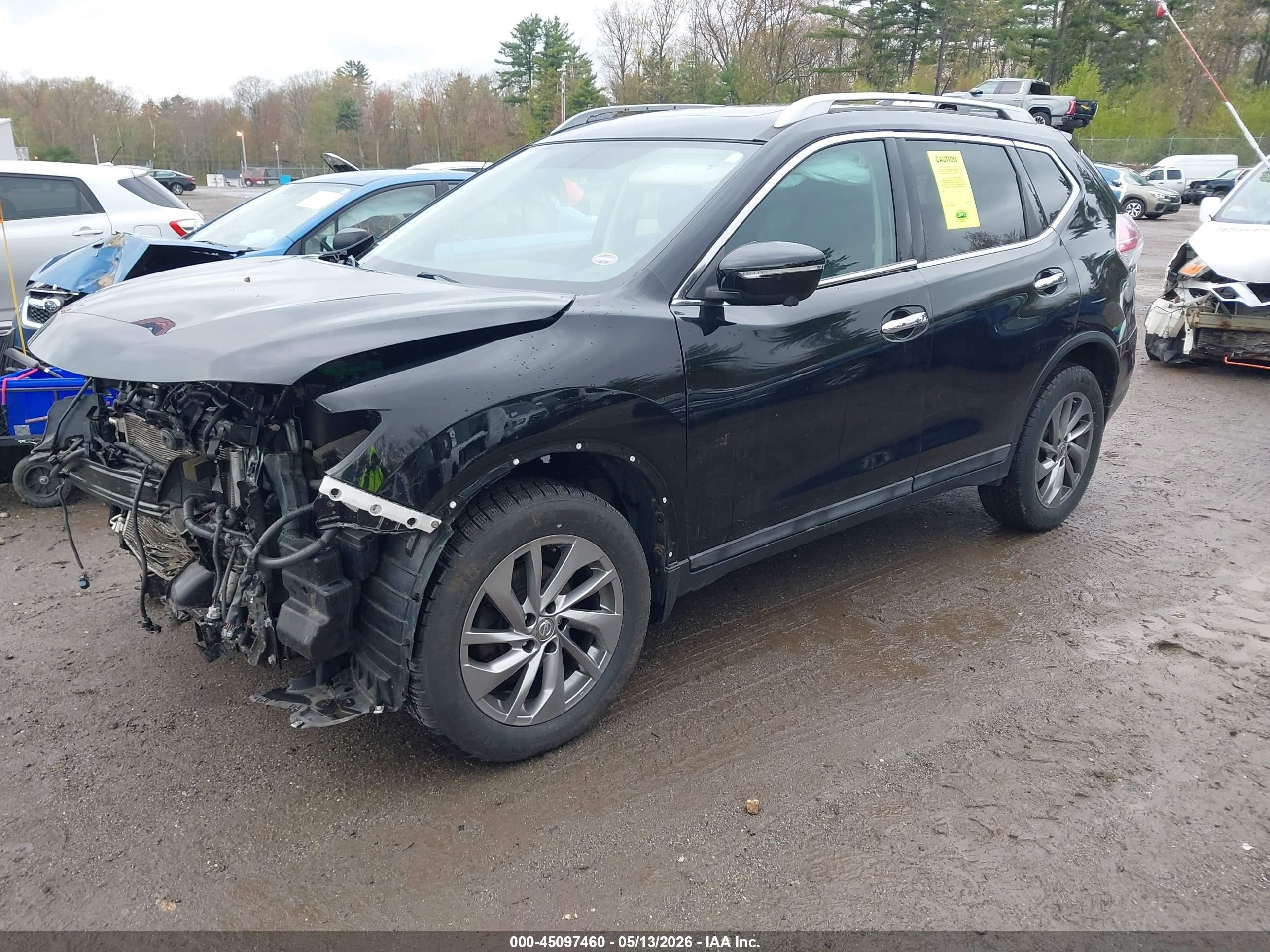 2015 Nissan Rogue Sl Black vin: 5N1AT2MV4FC865862