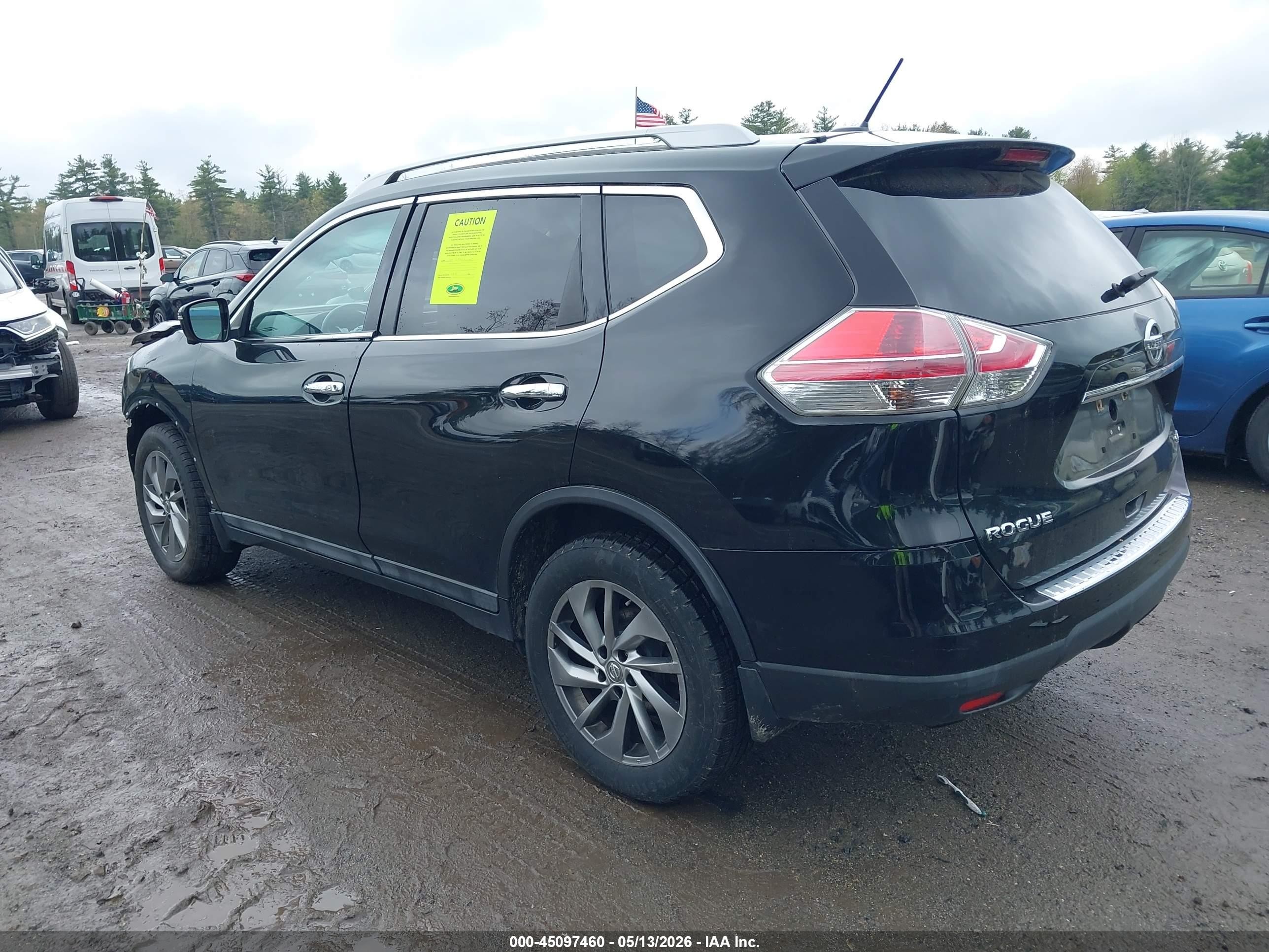 2015 Nissan Rogue Sl Black vin: 5N1AT2MV4FC865862