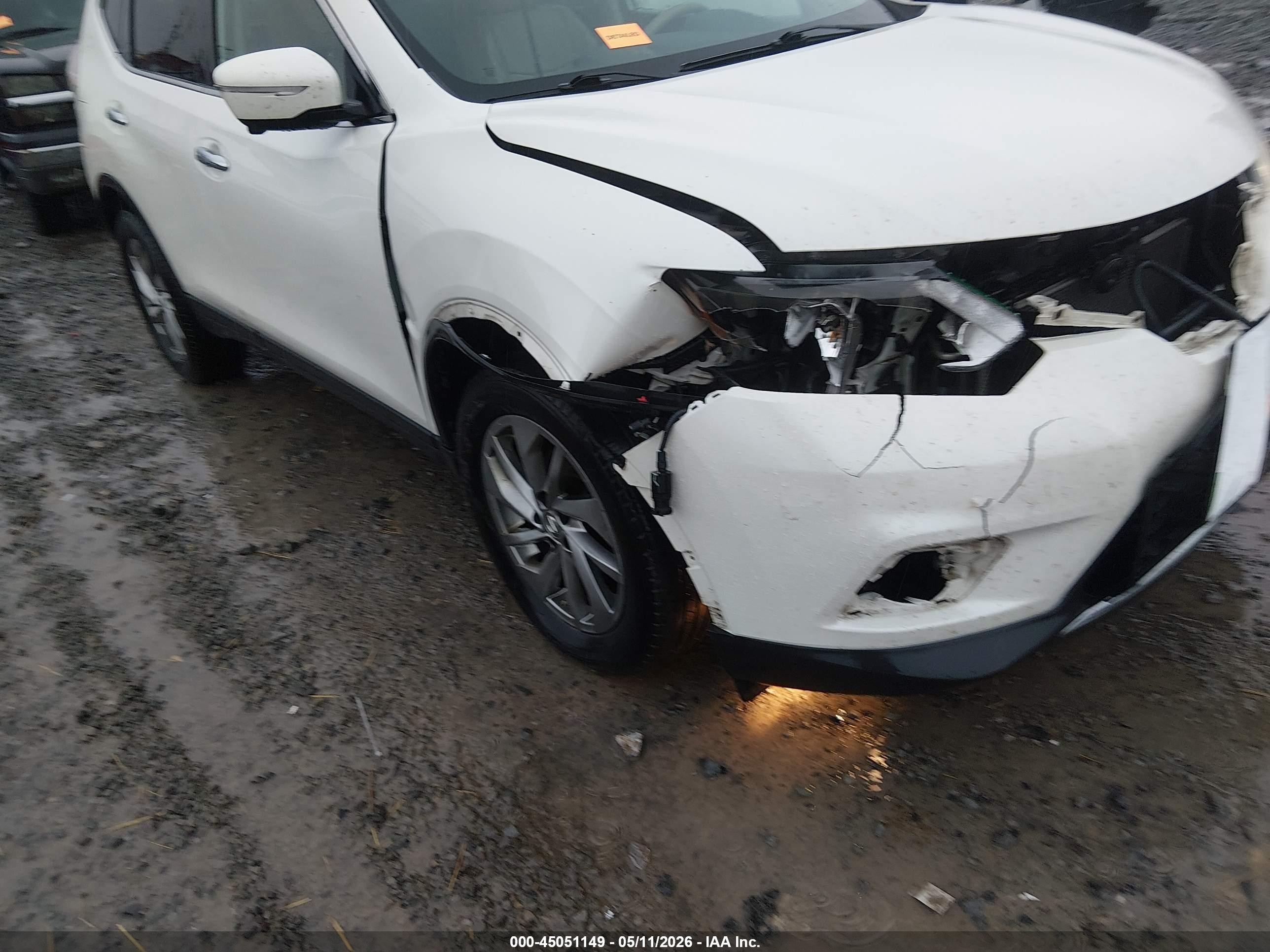 2015 Nissan Rogue Sl White vin: 5N1AT2MV4FC867479