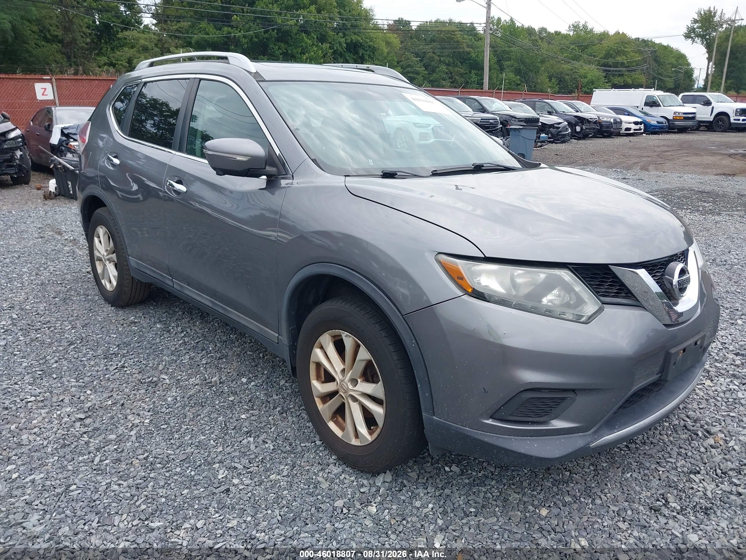 2015 Nissan Rogue Sv Серый vin: 5N1AT2MV4FC877316