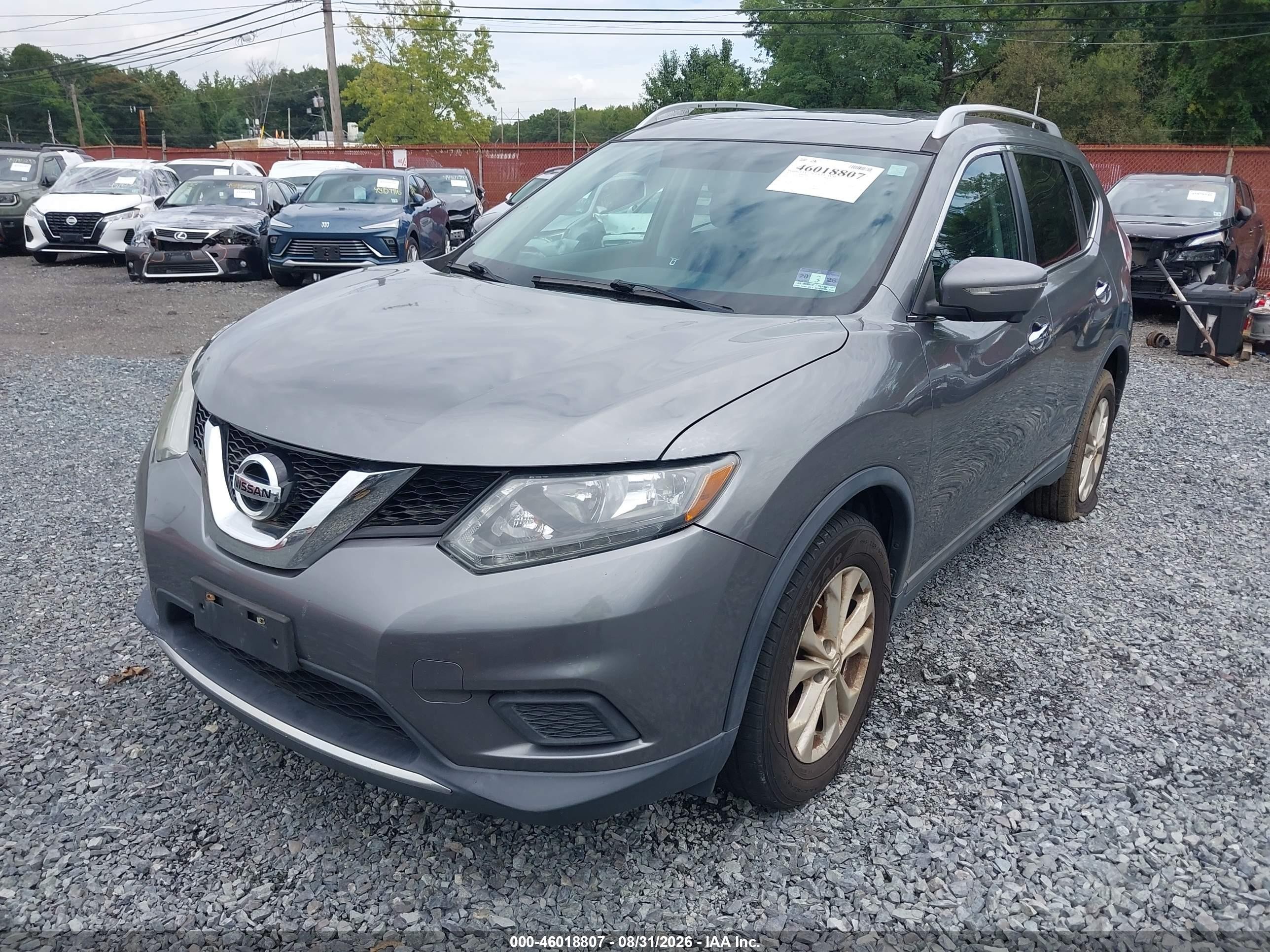2015 Nissan Rogue Sv Серый vin: 5N1AT2MV4FC877316