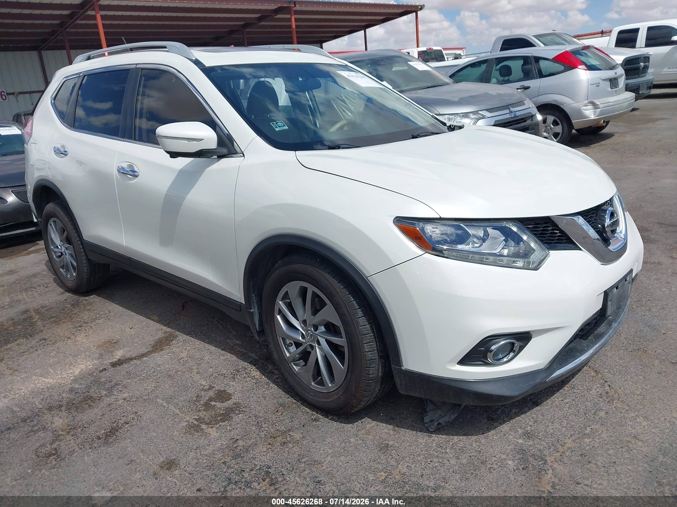 2015 Nissan Rogue Sl White vin: 5N1AT2MV4FC895556
