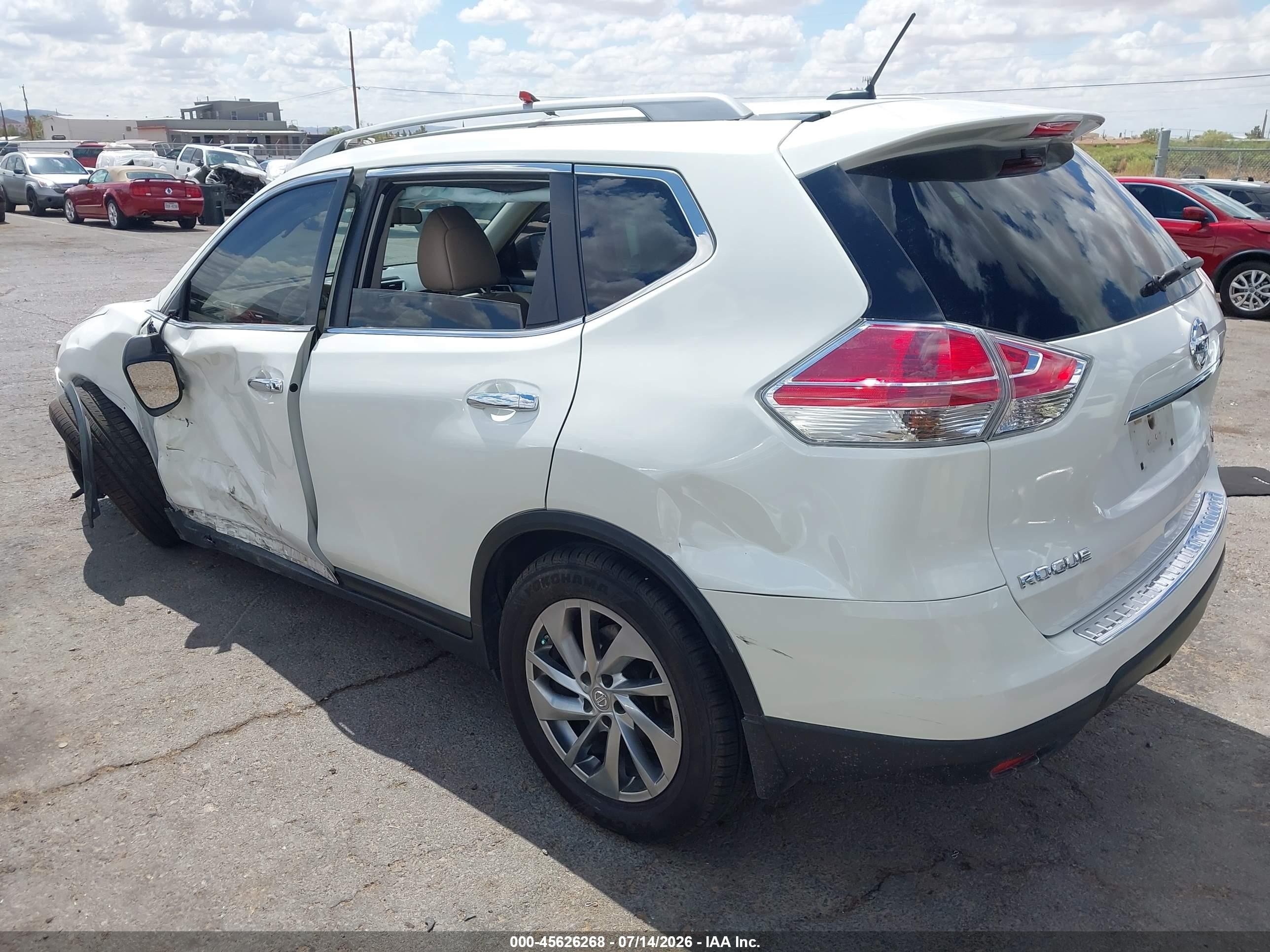 2015 Nissan Rogue Sl White vin: 5N1AT2MV4FC895556