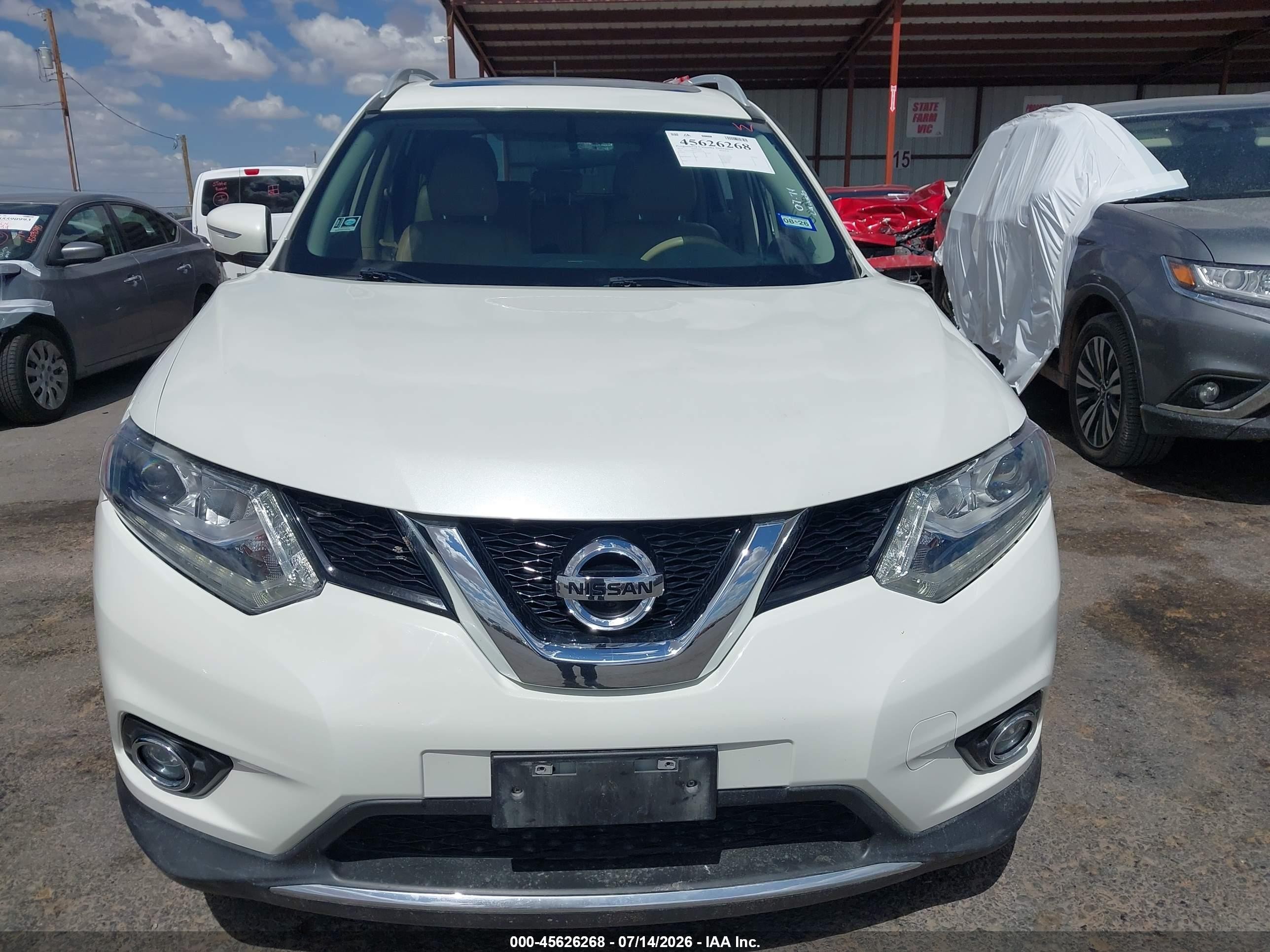 2015 Nissan Rogue Sl White vin: 5N1AT2MV4FC895556