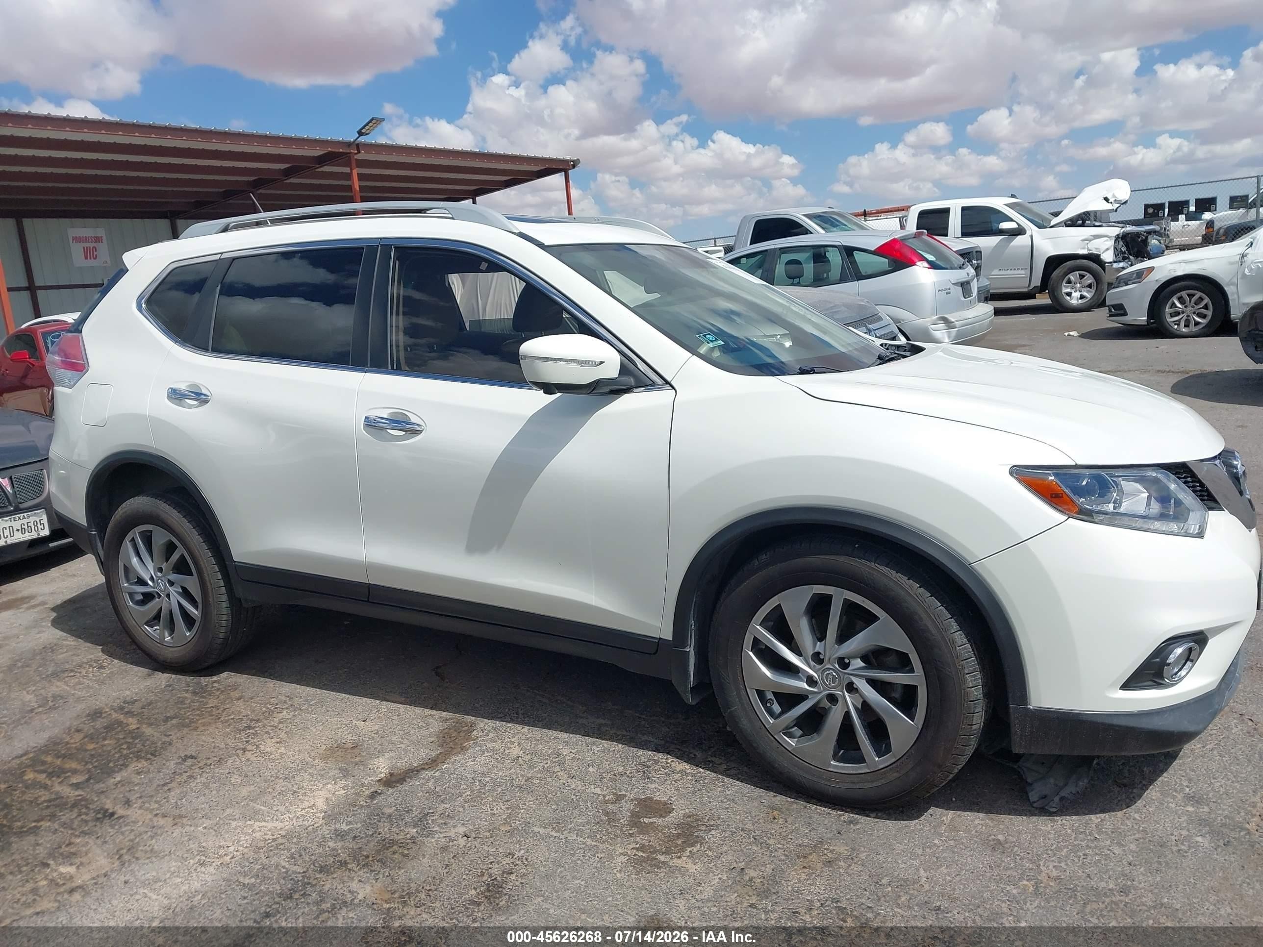 2015 Nissan Rogue Sl White vin: 5N1AT2MV4FC895556