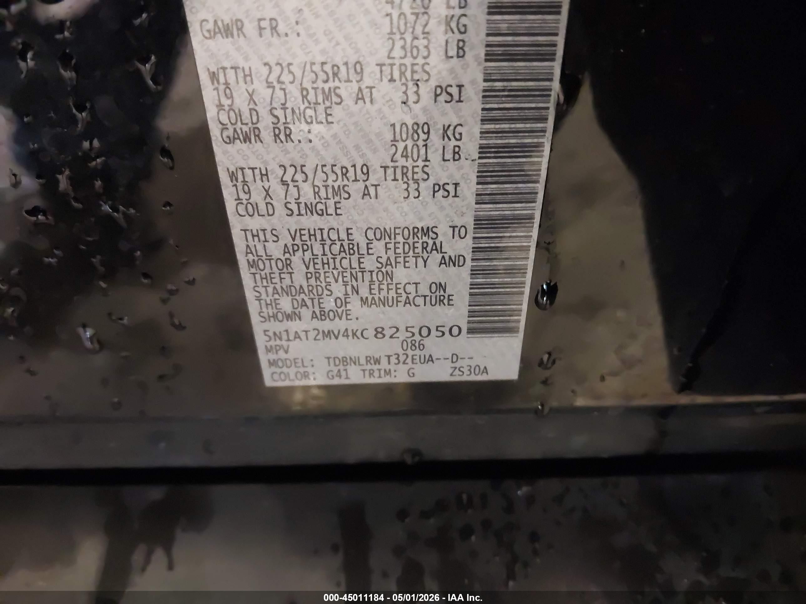 2019 Nissan Rogue Sl Черный vin: 5N1AT2MV4KC825050