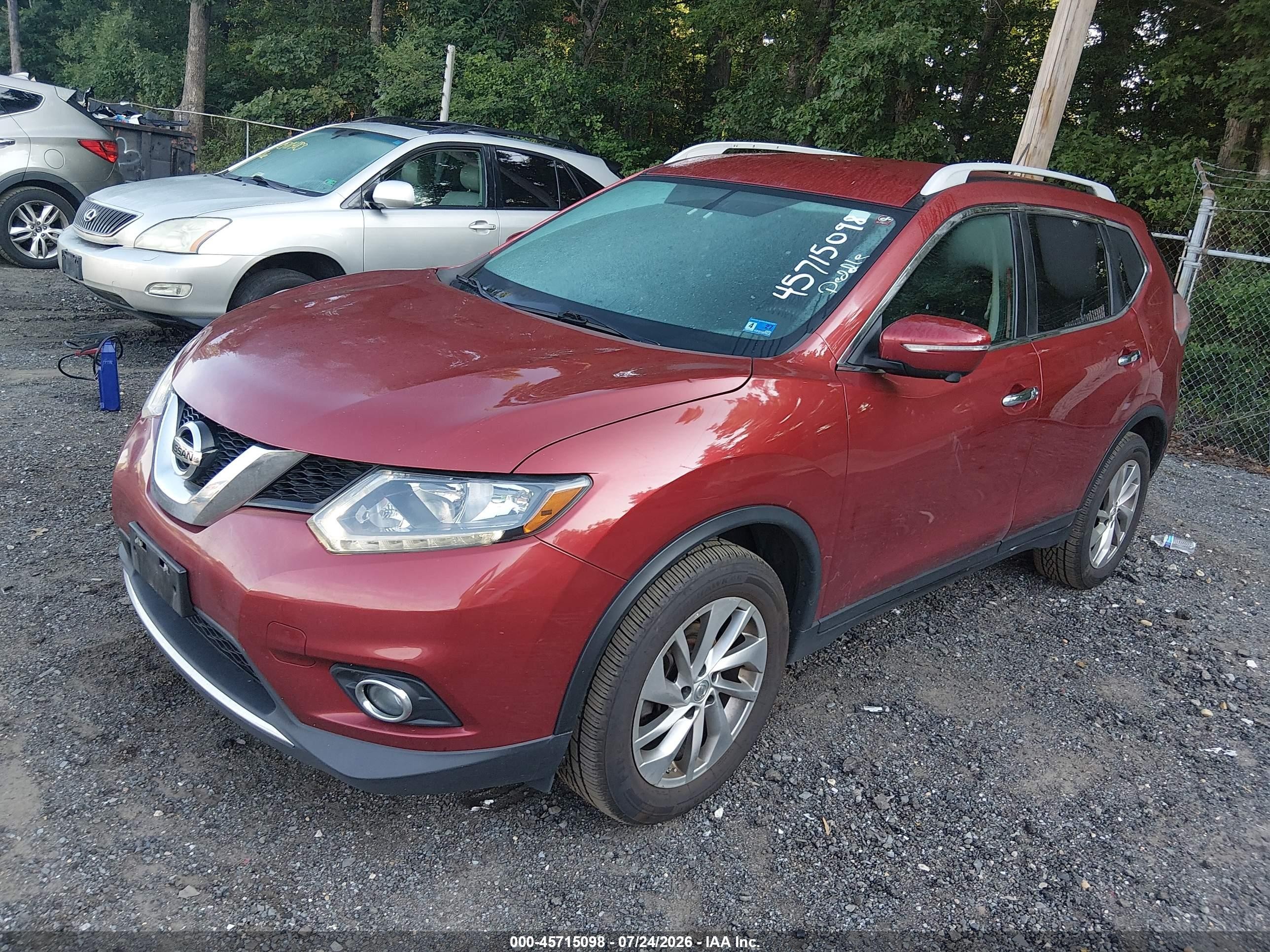 2014 Nissan Rogue Sl Red vin: 5N1AT2MV5EC763744