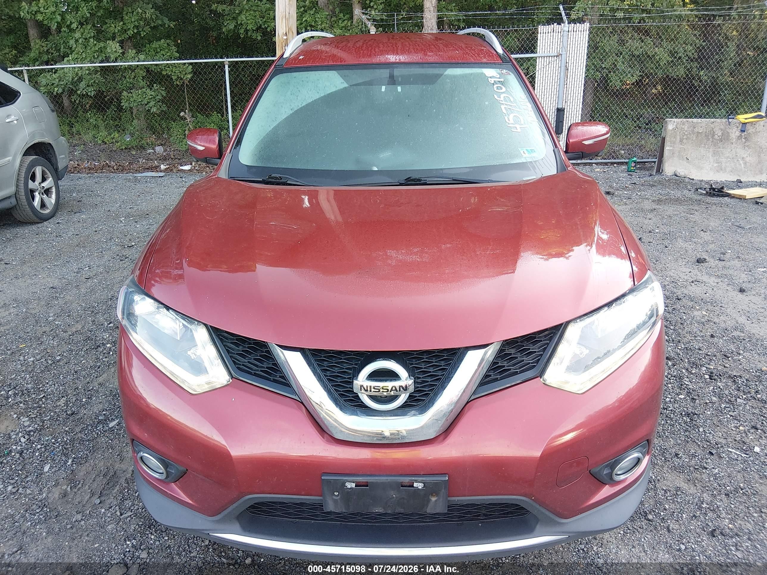 2014 Nissan Rogue Sl Red vin: 5N1AT2MV5EC763744