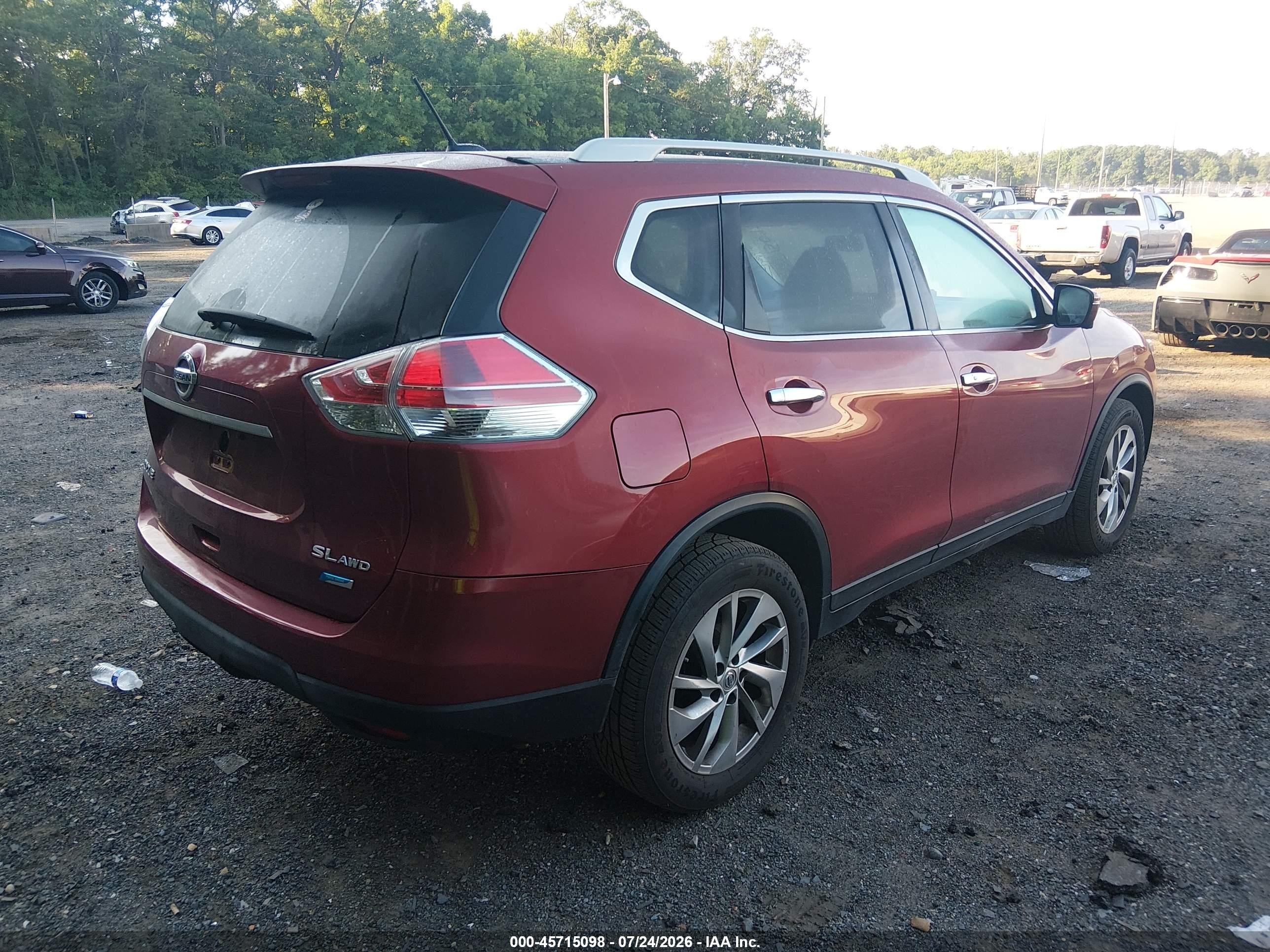 2014 Nissan Rogue Sl Red vin: 5N1AT2MV5EC763744