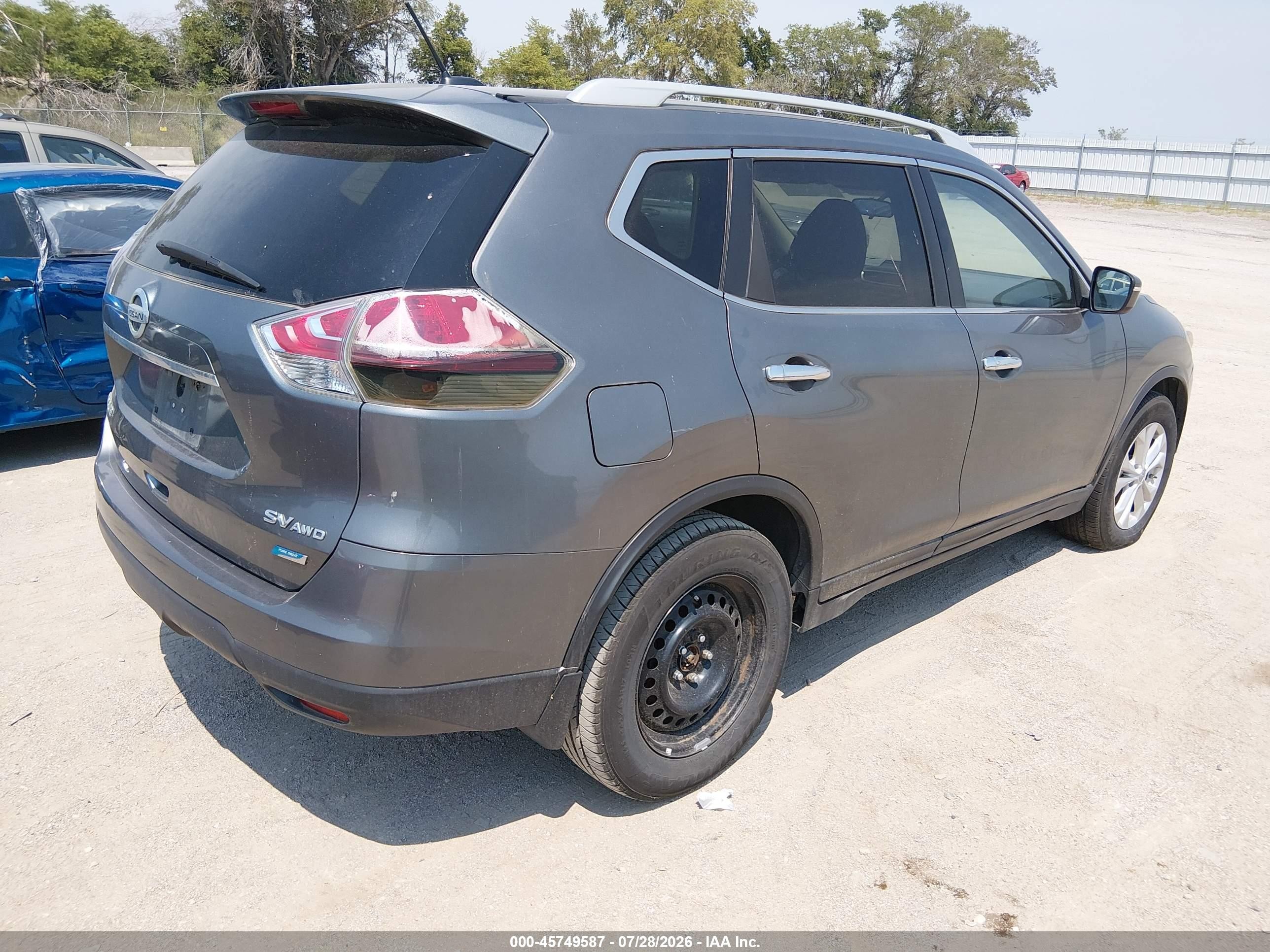 2014 Nissan Rogue Sv Gray vin: 5N1AT2MV5EC782214