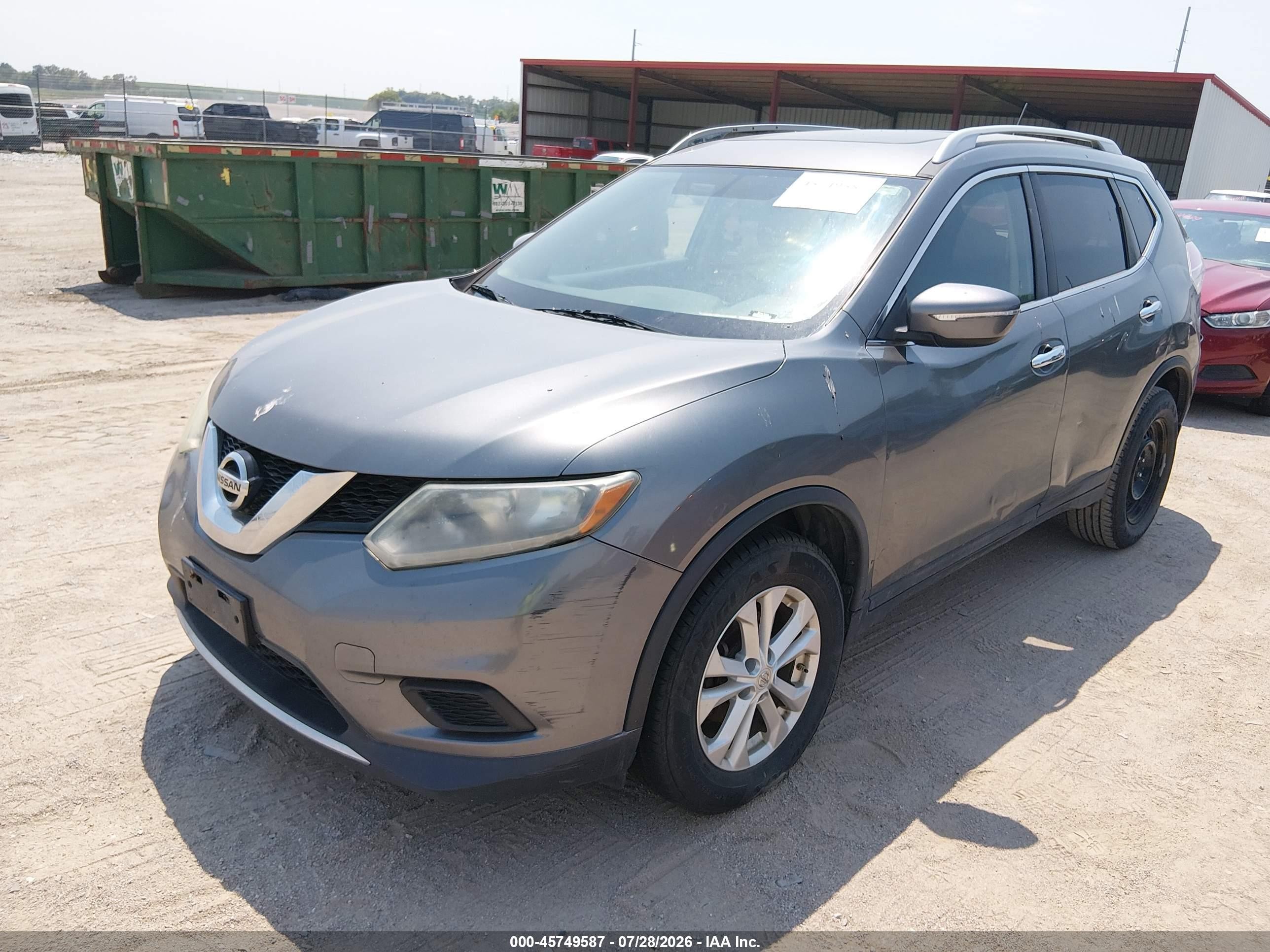 2014 Nissan Rogue Sv Gray vin: 5N1AT2MV5EC782214