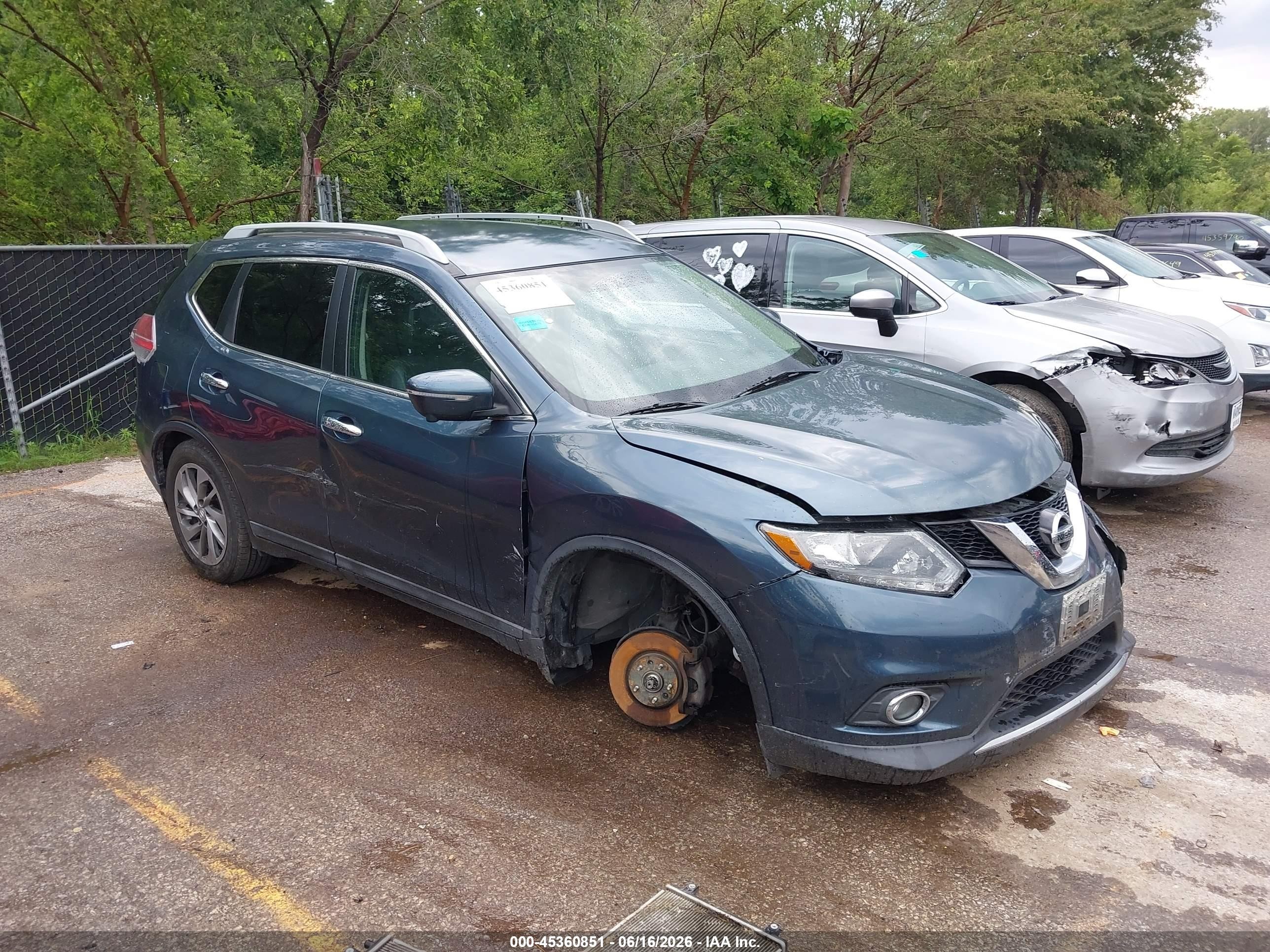 2014 Nissan Rogue Sl Blue vin: 5N1AT2MV5EC794895