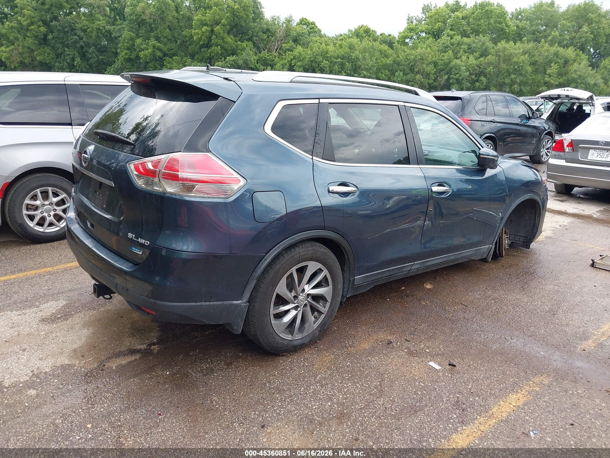 2014 Nissan Rogue Sl Blue vin: 5N1AT2MV5EC794895