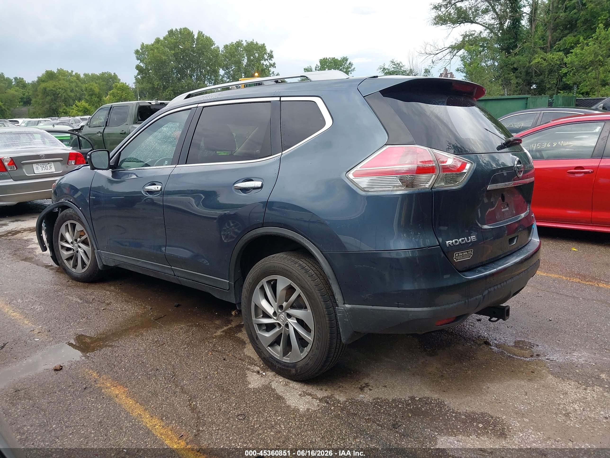 2014 Nissan Rogue Sl Blue vin: 5N1AT2MV5EC794895