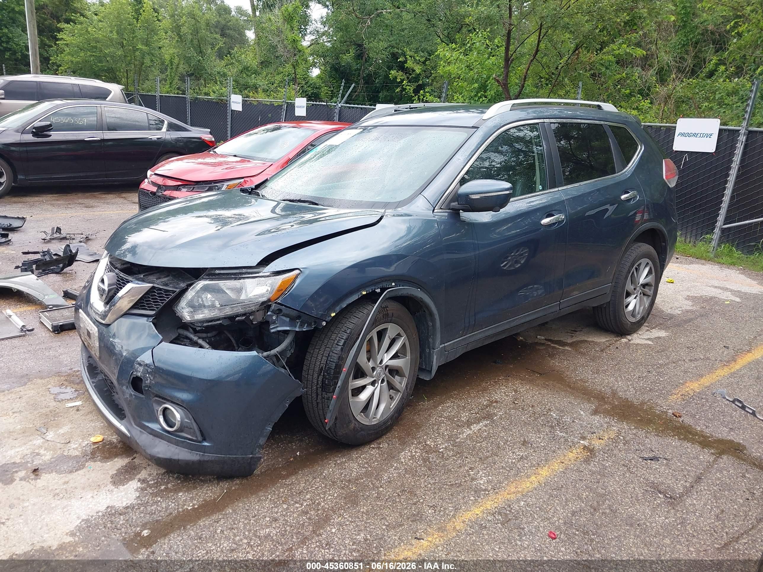 2014 Nissan Rogue Sl Blue vin: 5N1AT2MV5EC794895