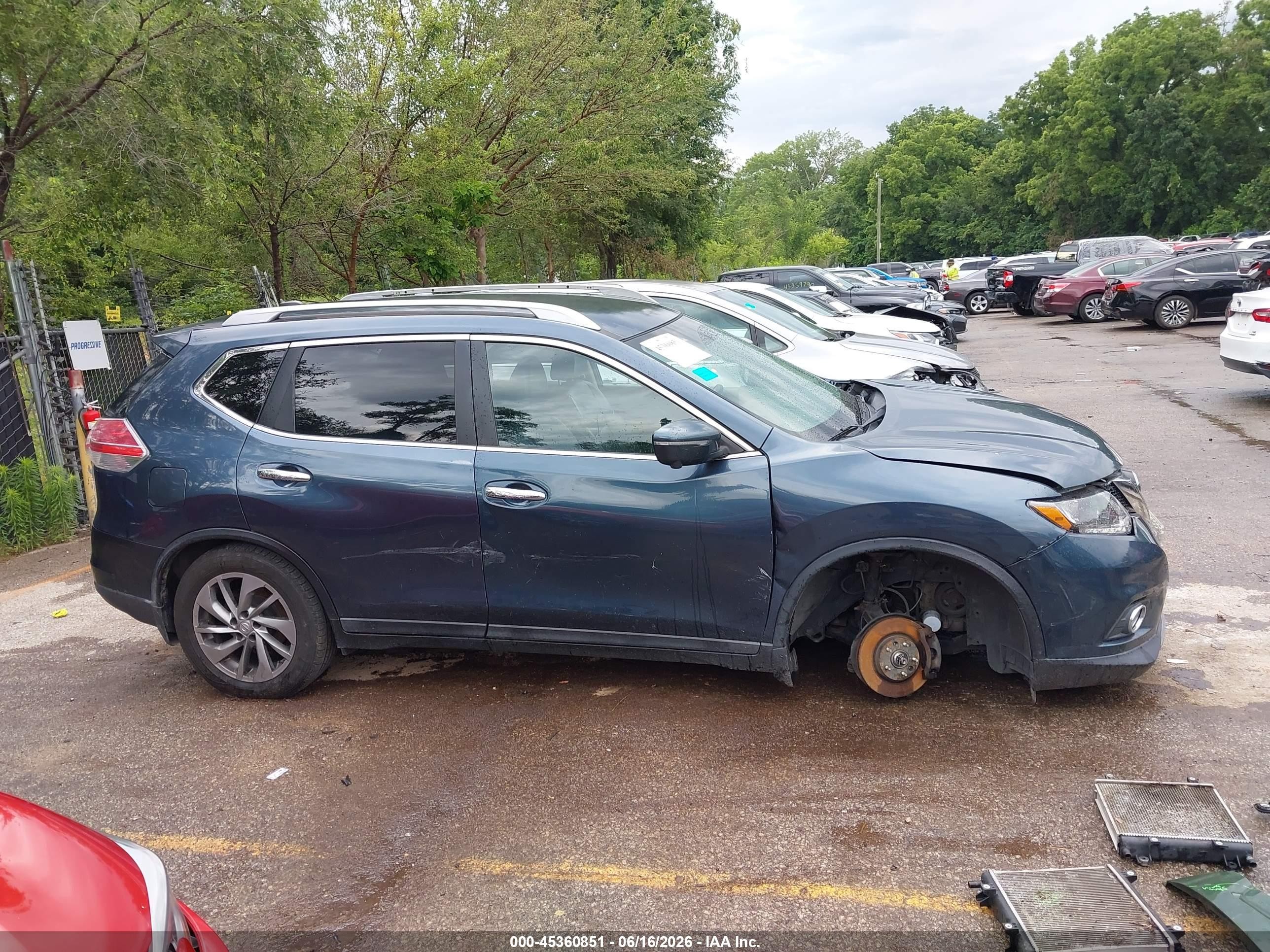 2014 Nissan Rogue Sl Blue vin: 5N1AT2MV5EC794895
