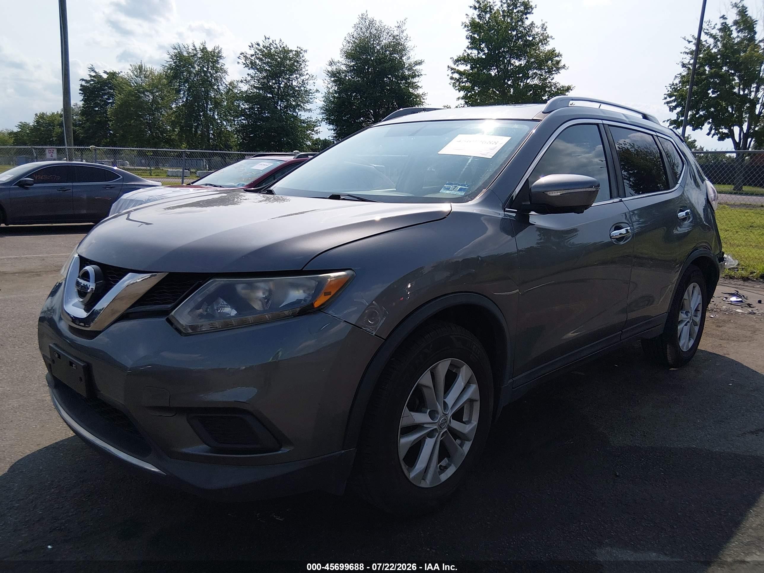 2014 Nissan Rogue Sv Gray vin: 5N1AT2MV5EC800615