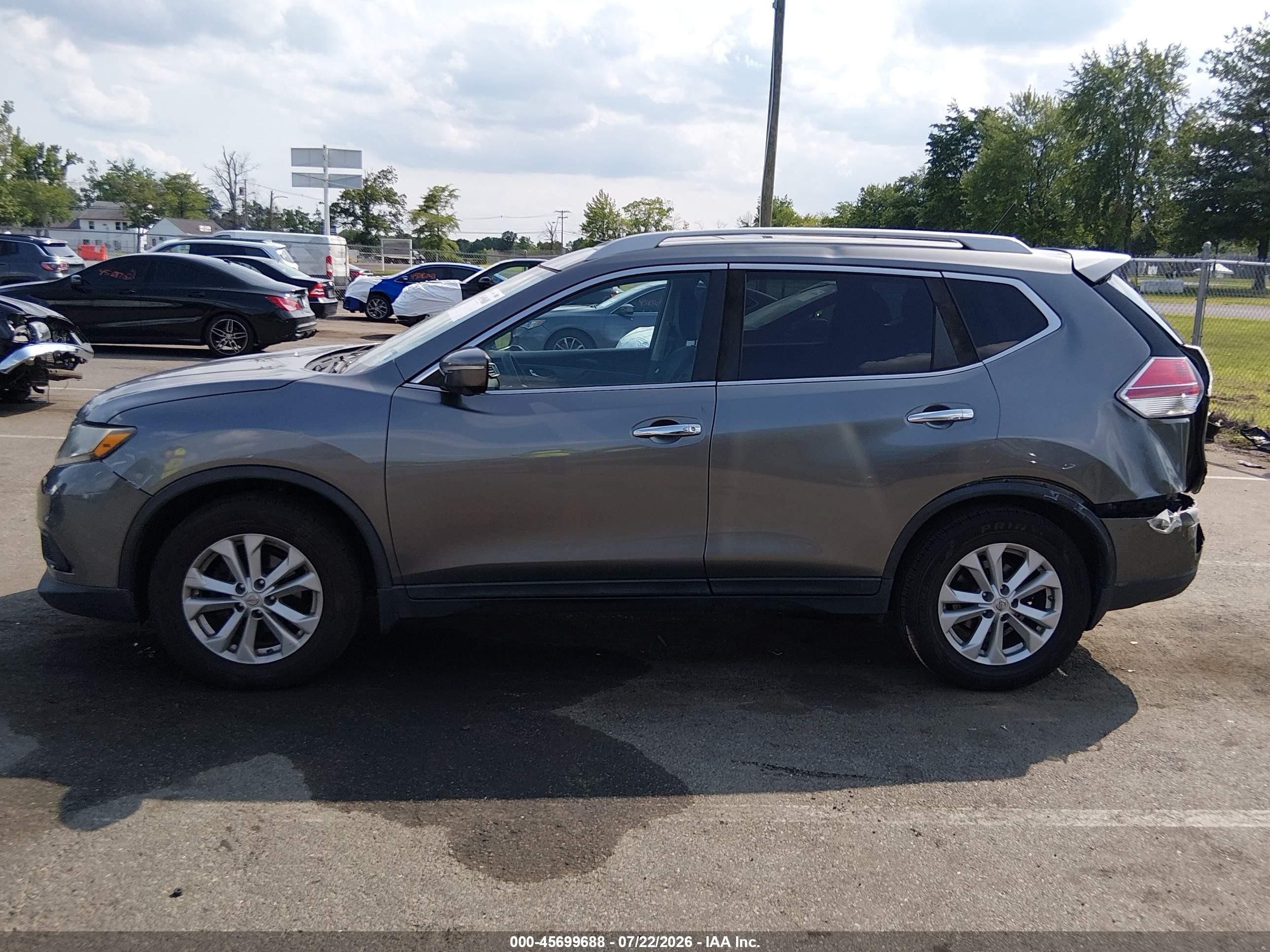 2014 Nissan Rogue Sv Gray vin: 5N1AT2MV5EC800615